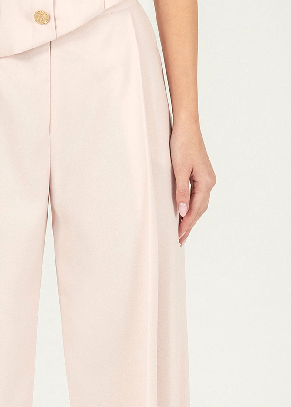 Crepe wide-leg pants in pink made by Monika Dimova