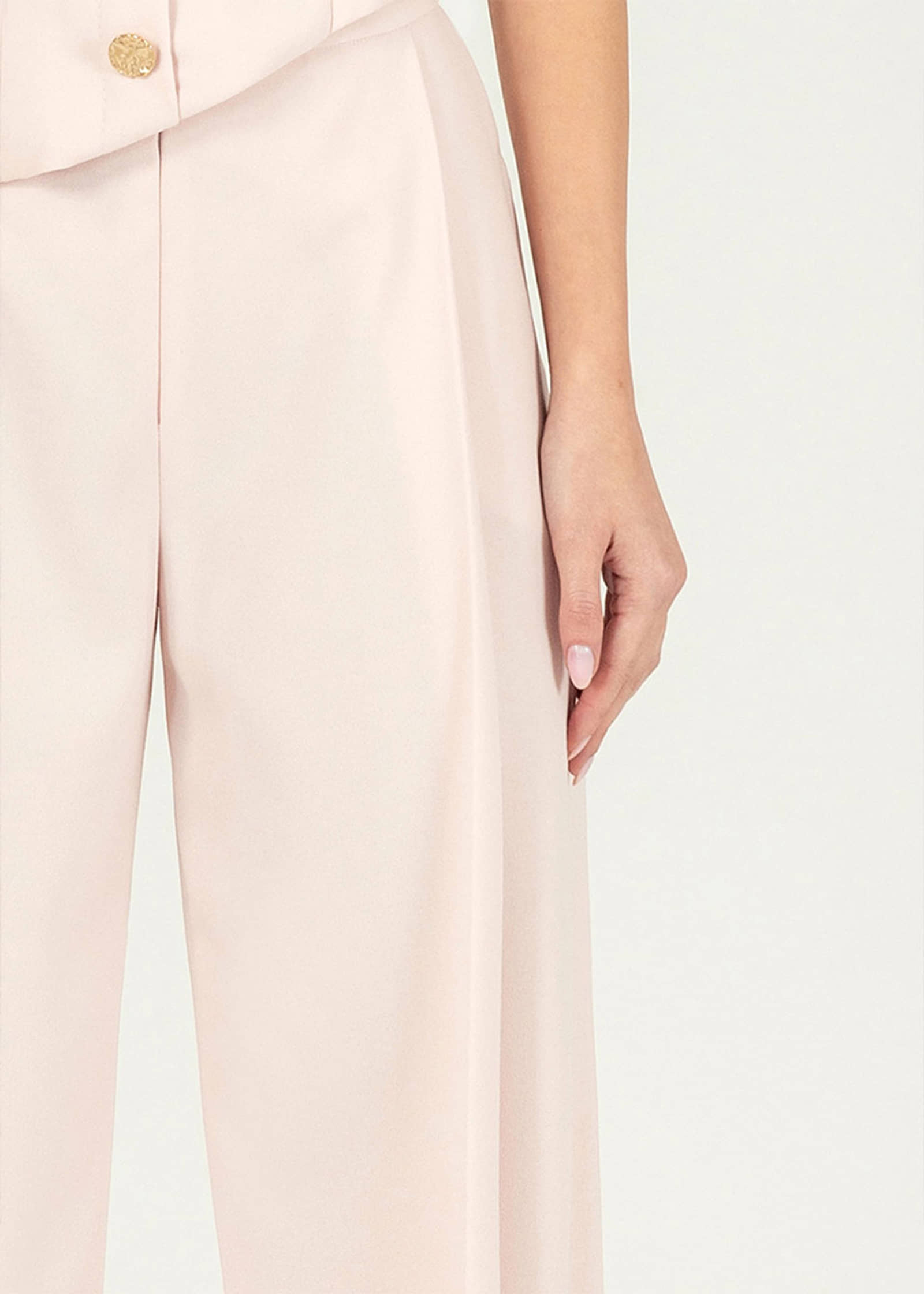 Crepe wide-leg pants in pink made by Monika Dimova