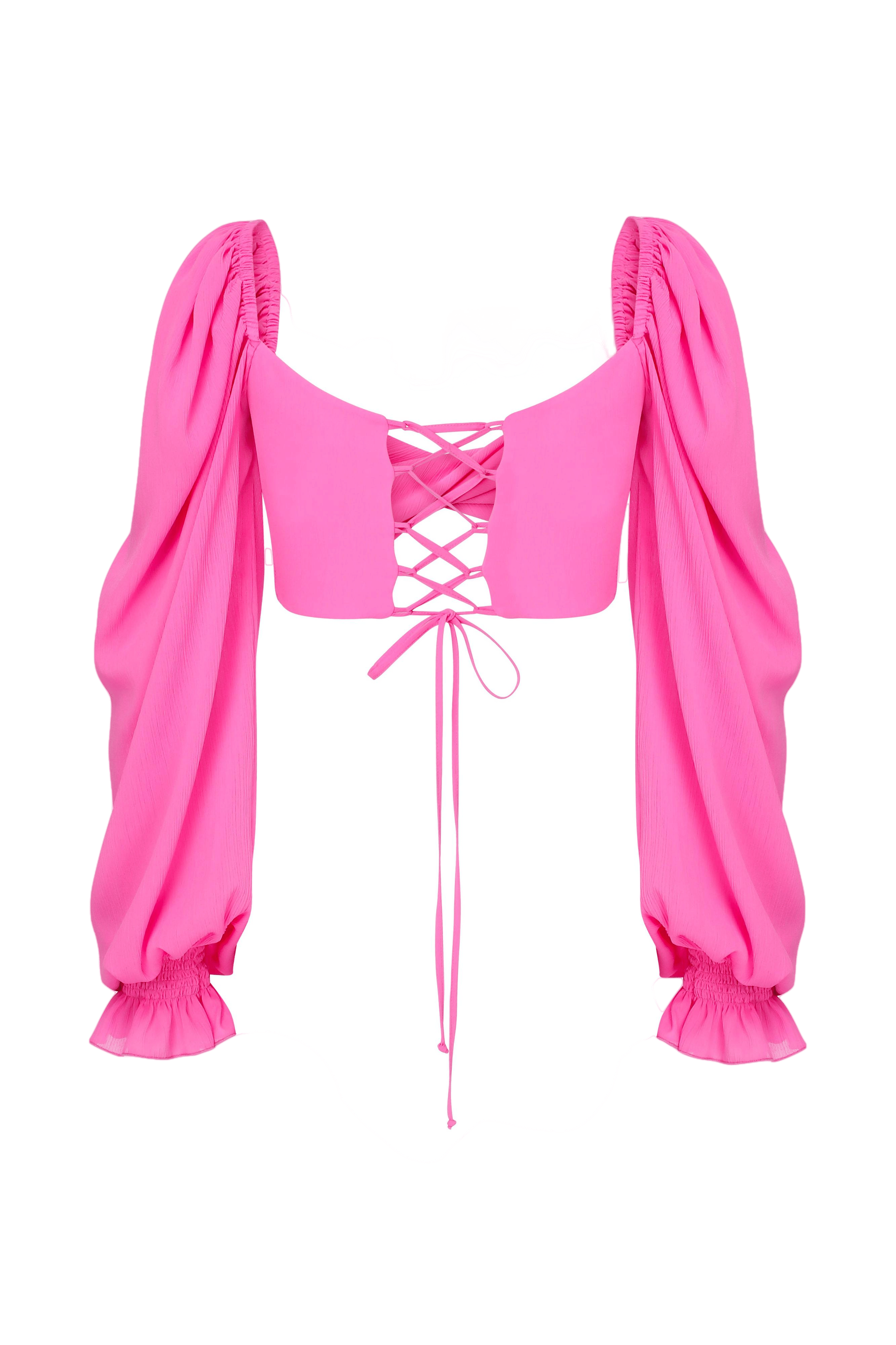 Lolly Tie Back Top in Hot Pink in Pink made by Nazli Ceren