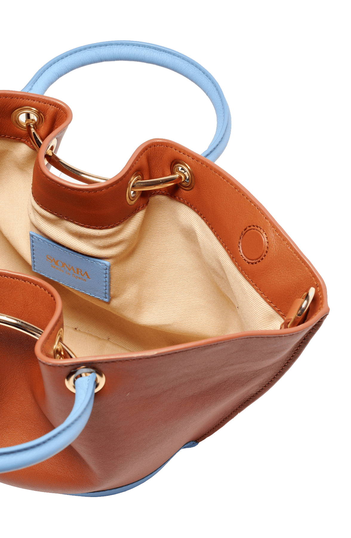 SAONARA MINI CARAMEL CARAMEL/BLUE SKY LEATHER made by Saonara