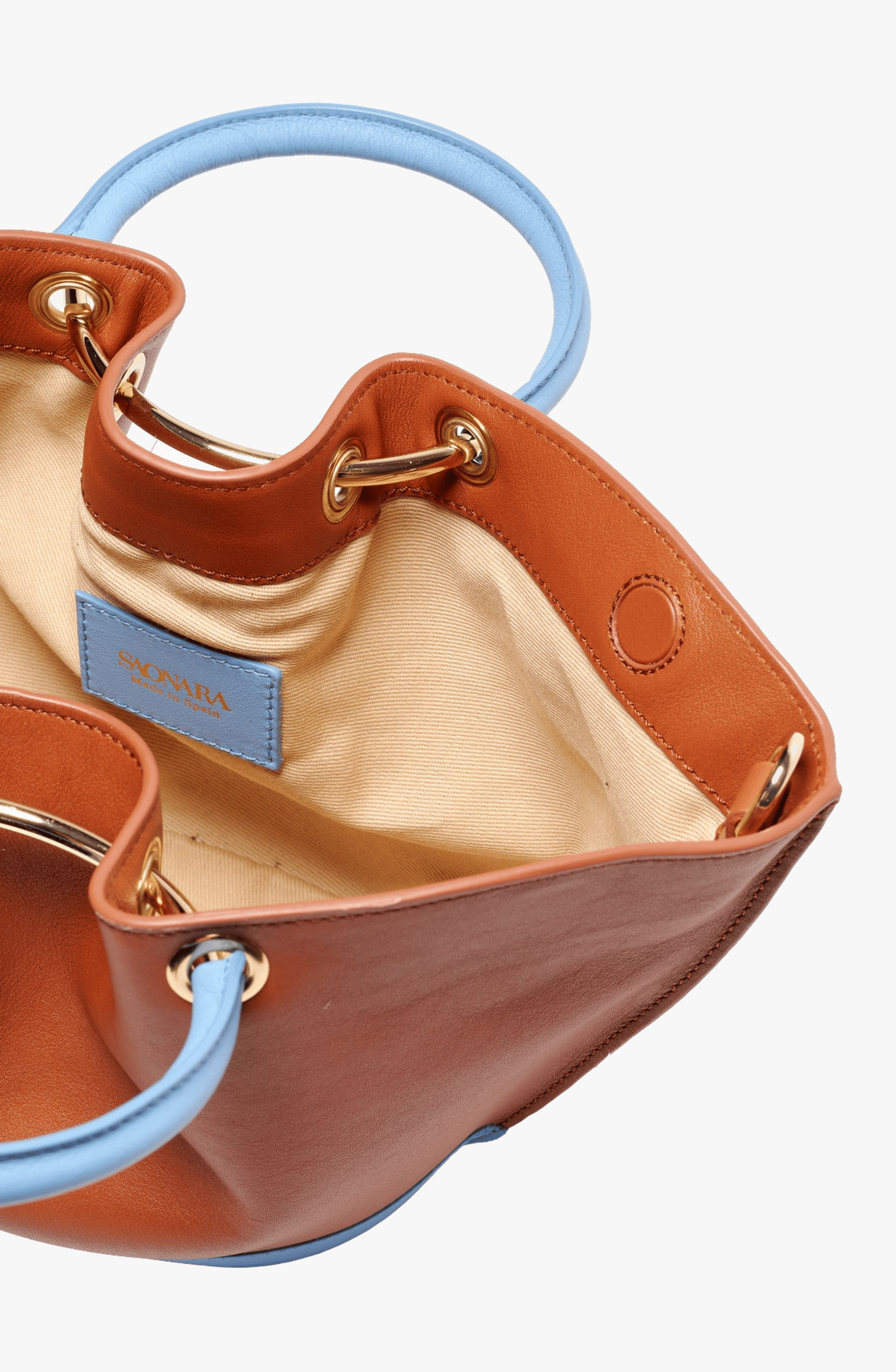 SAONARA MINI CARAMEL CARAMEL/BLUE SKY LEATHER made by Saonara