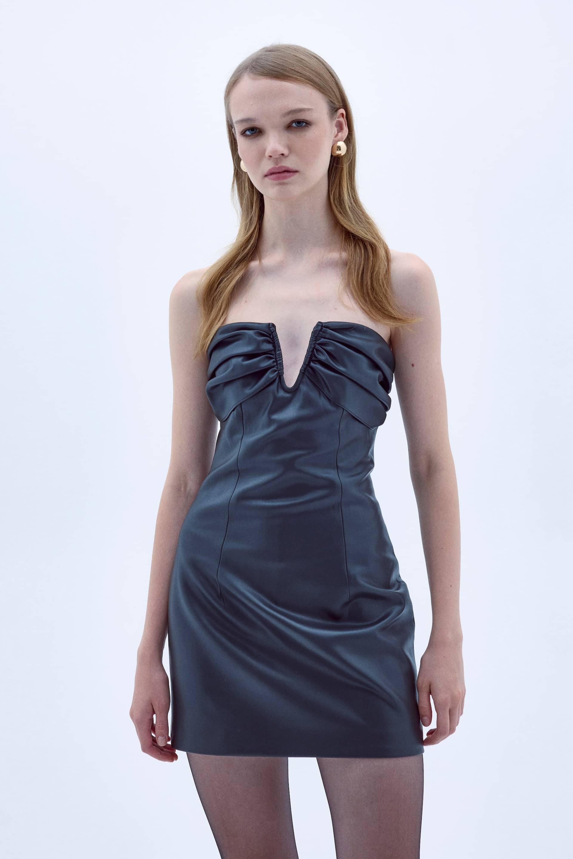 Miora Mini Leather Dress In Black made by Nazli Ceren