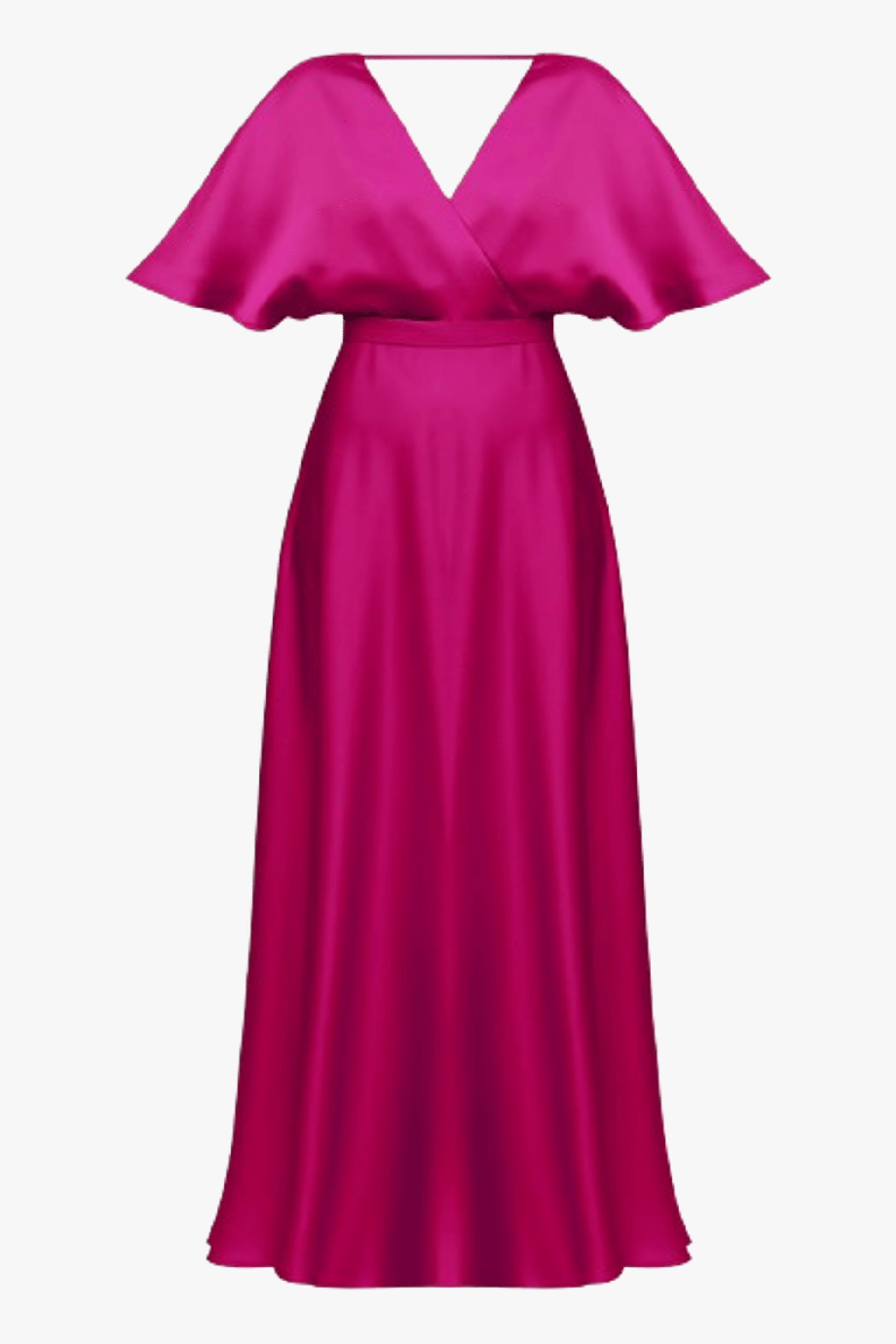 SOLENE fuchsia satin long wedding guest dress made by UNDRESS