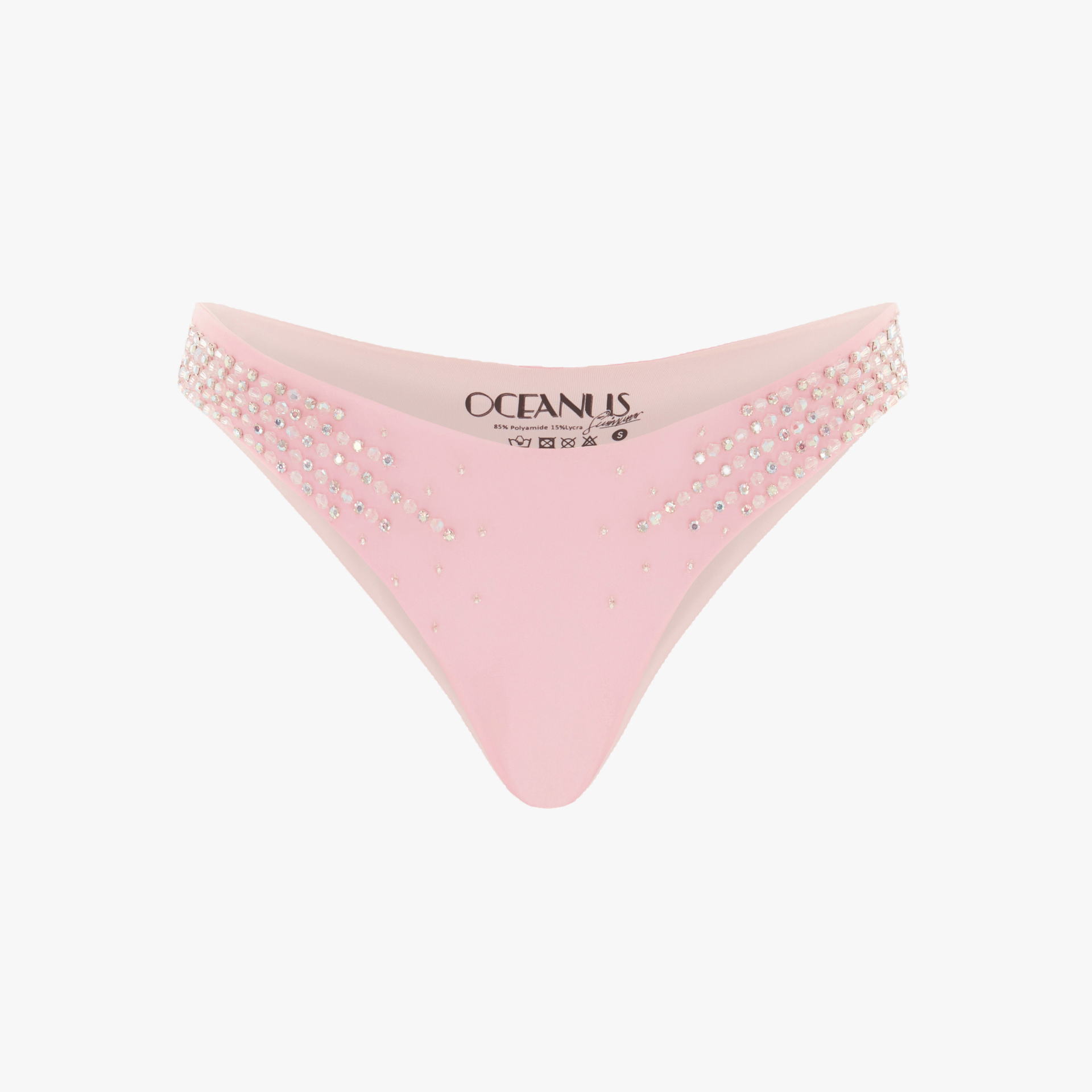 Ophelia Crystal Summer Bikini Bottoms Pink in Pink made by Oceanus Swimwear