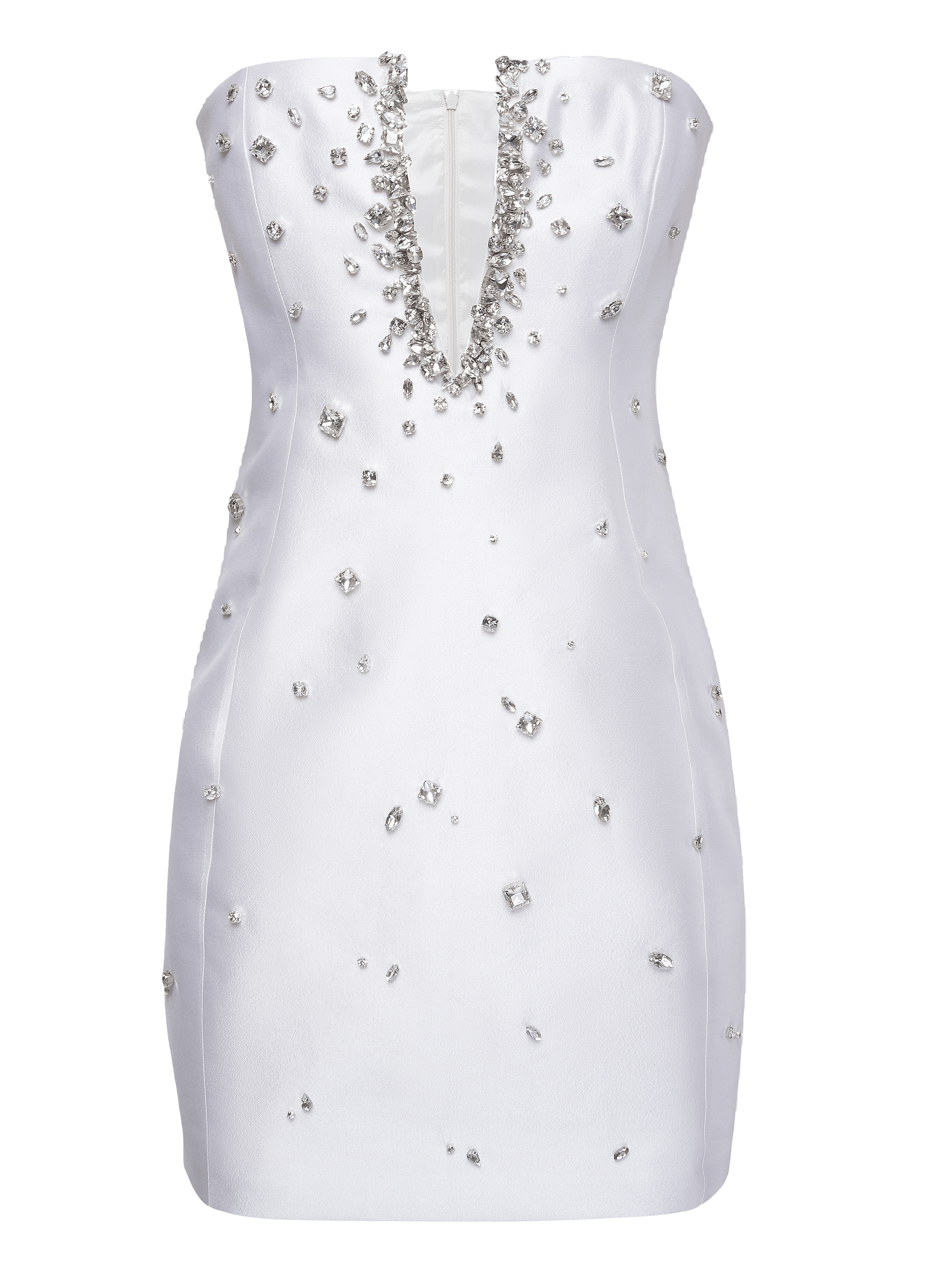 Plunge Neckline Mini Dress in White made by NDS The Label