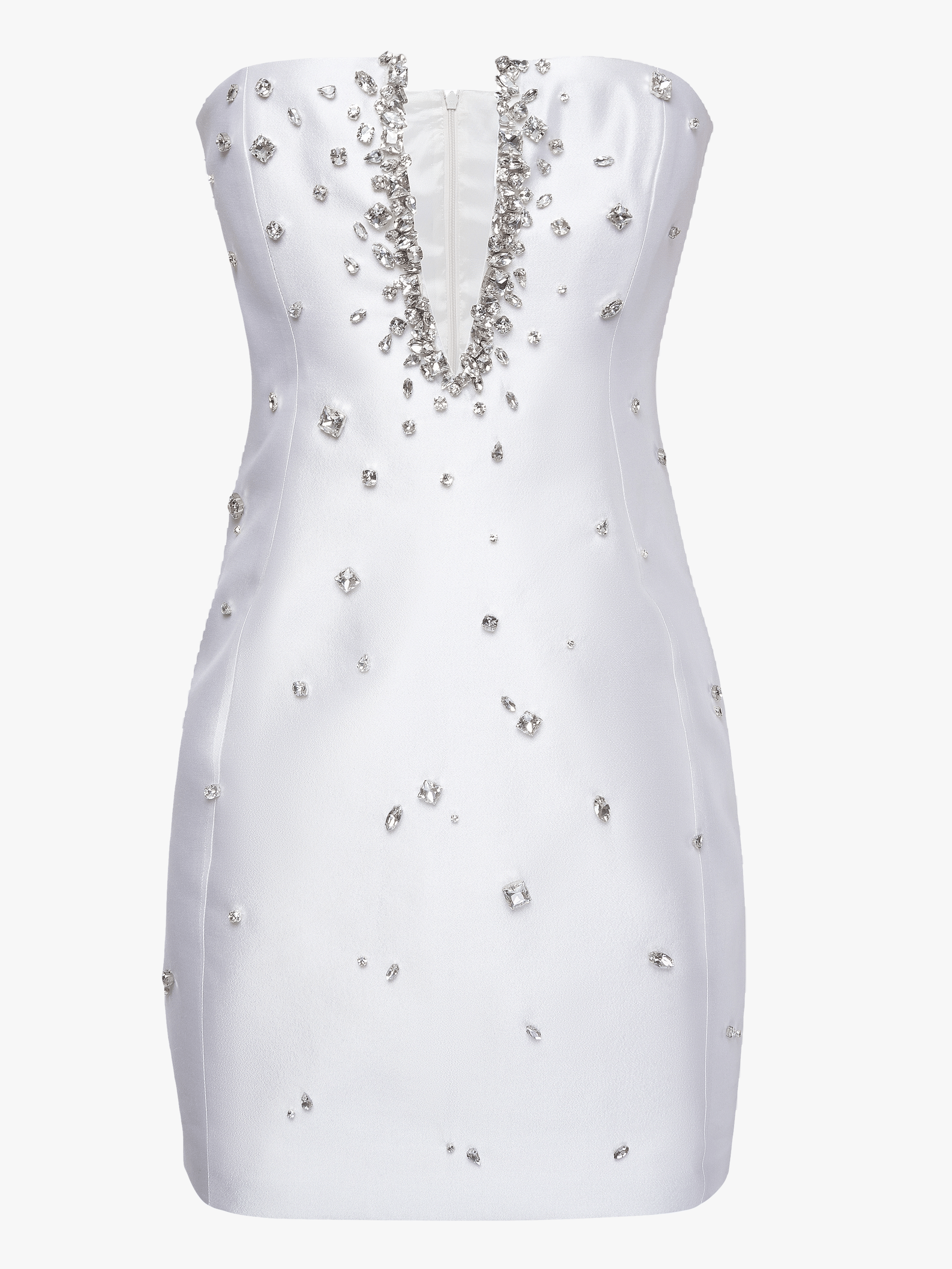 Plunge Neckline Mini Dress in White made by NDS The Label