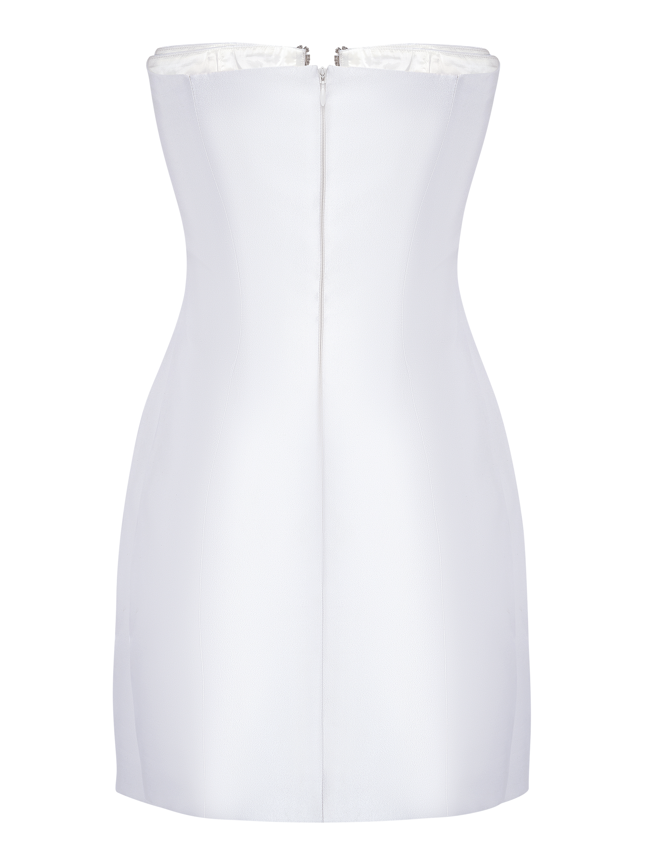 Plunge Neckline Mini Dress in White made by NDS The Label