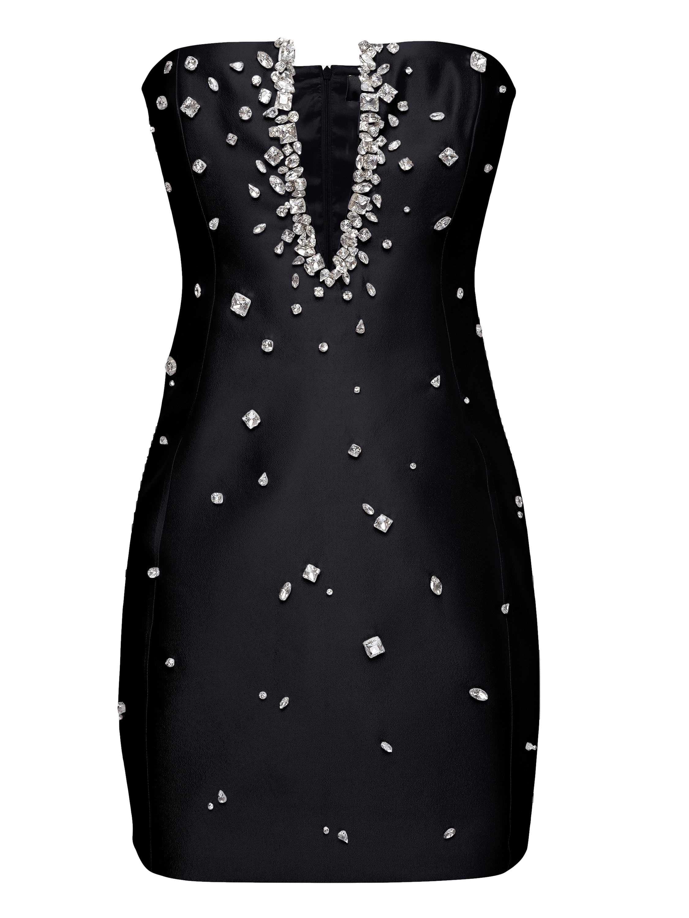 Plunge Neckline Mini Dress in Black made by NDS The Label