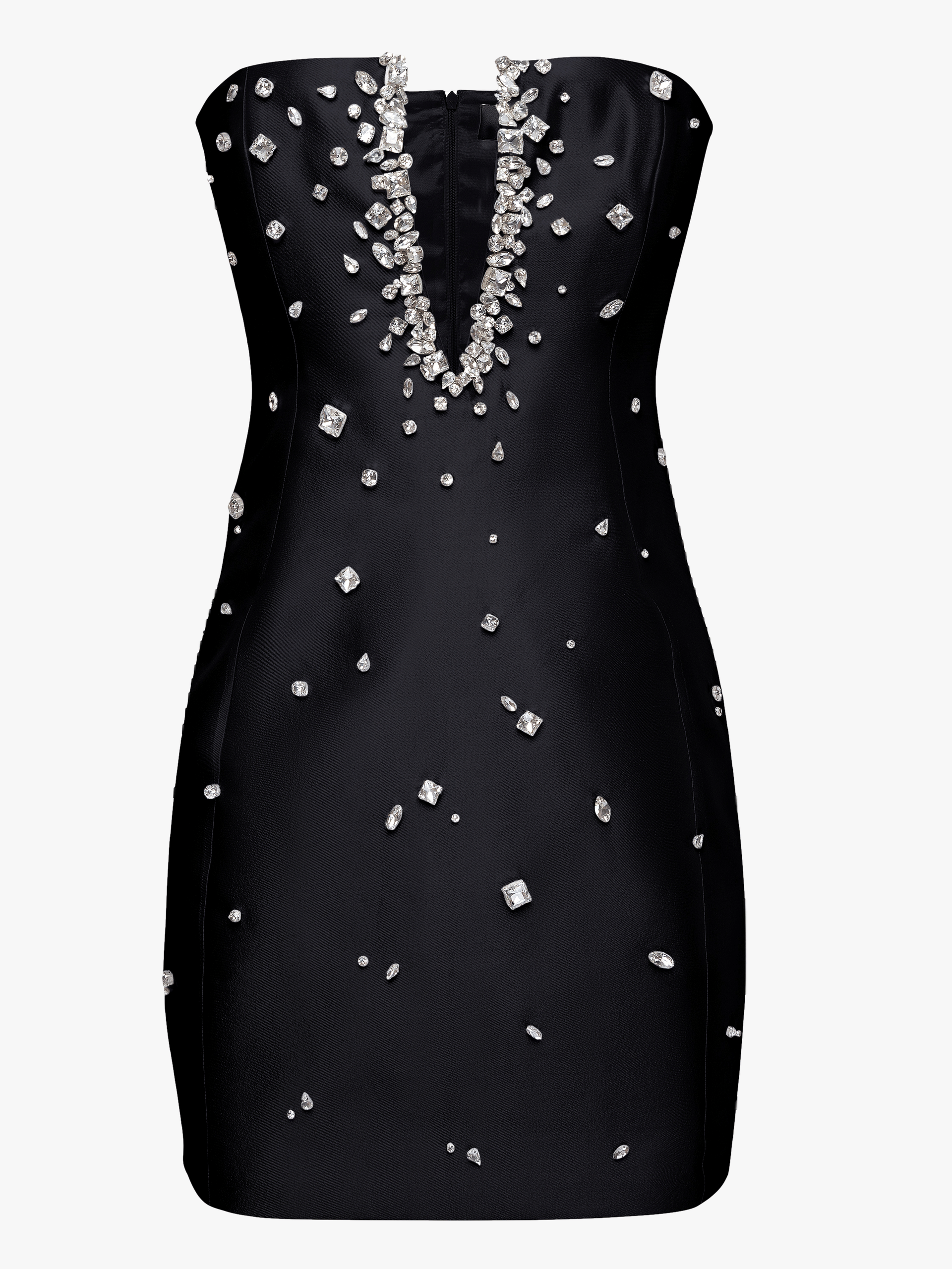 Plunge Neckline Mini Dress in Black made by NDS The Label