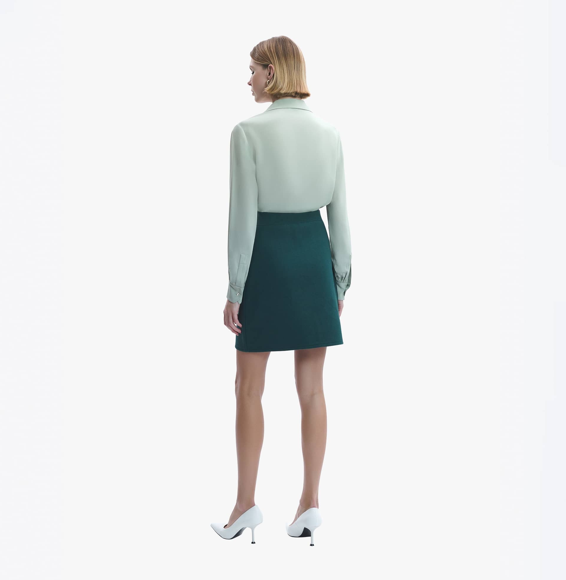 COTTON AND CASHMERE A-LINE SKIRT in Green made by CRUSH Collection