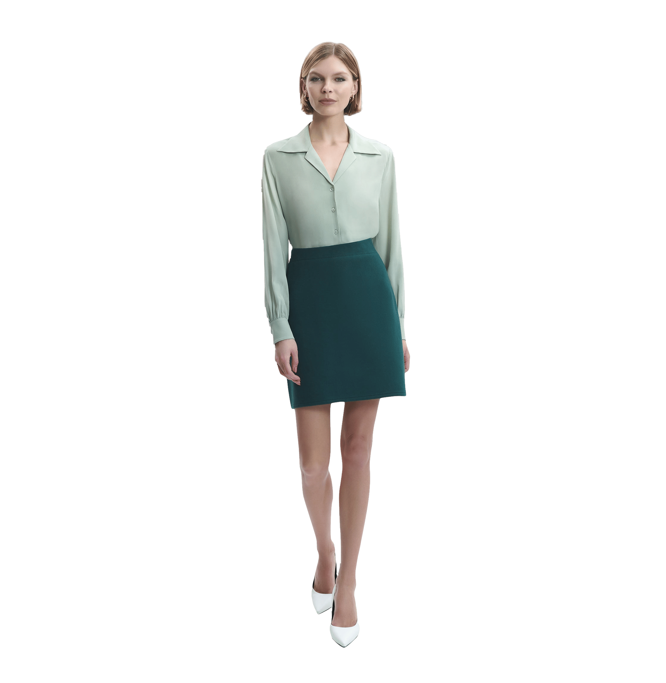 COTTON AND CASHMERE A-LINE SKIRT in Green made by CRUSH Collection