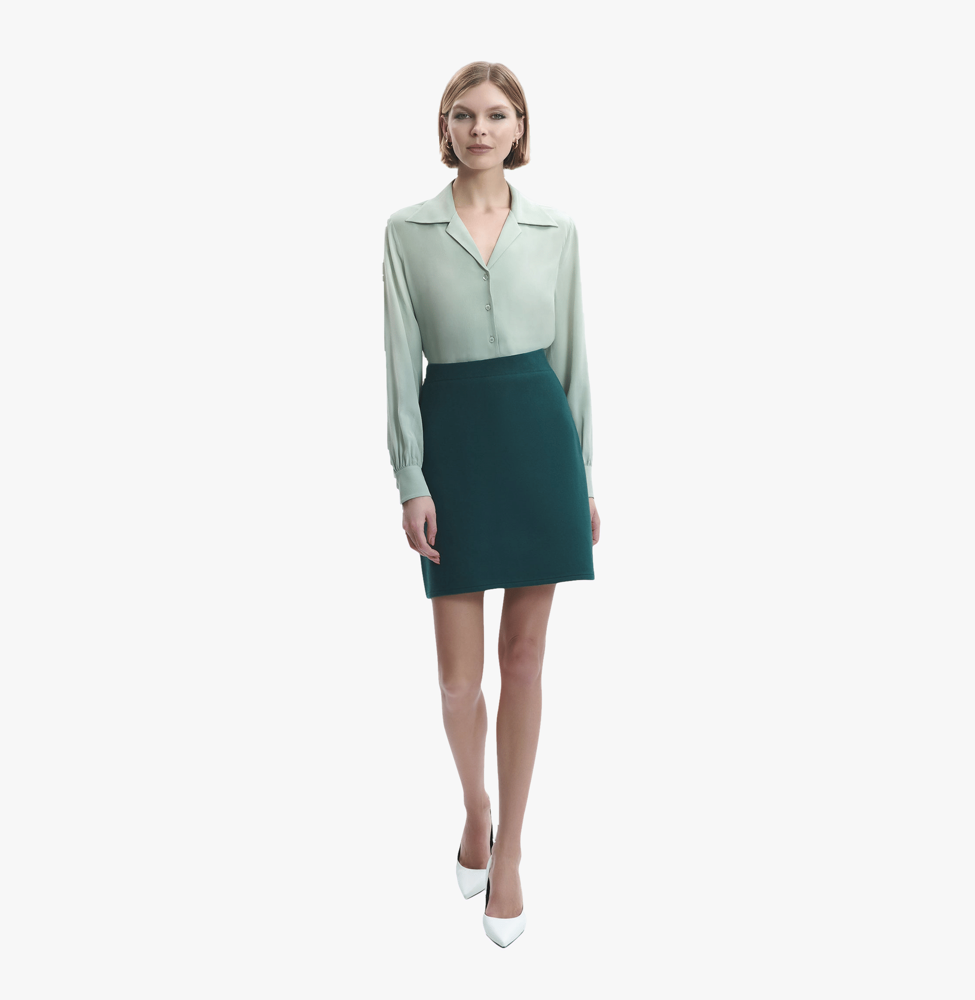 COTTON AND CASHMERE A-LINE SKIRT in Green made by CRUSH Collection