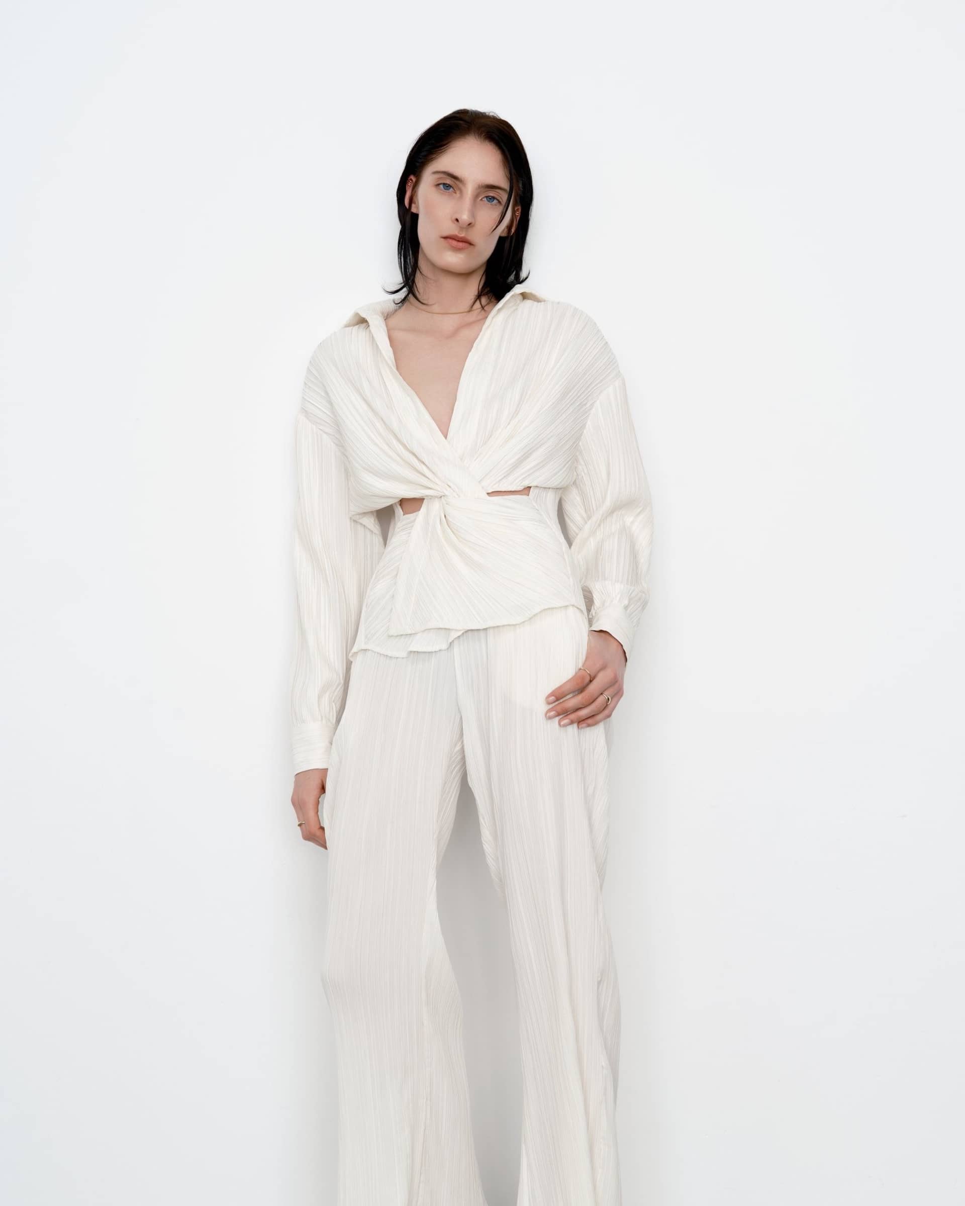 Tree Bark Cut Out Shirt - Ivory made by CAHAYA STUDIOS