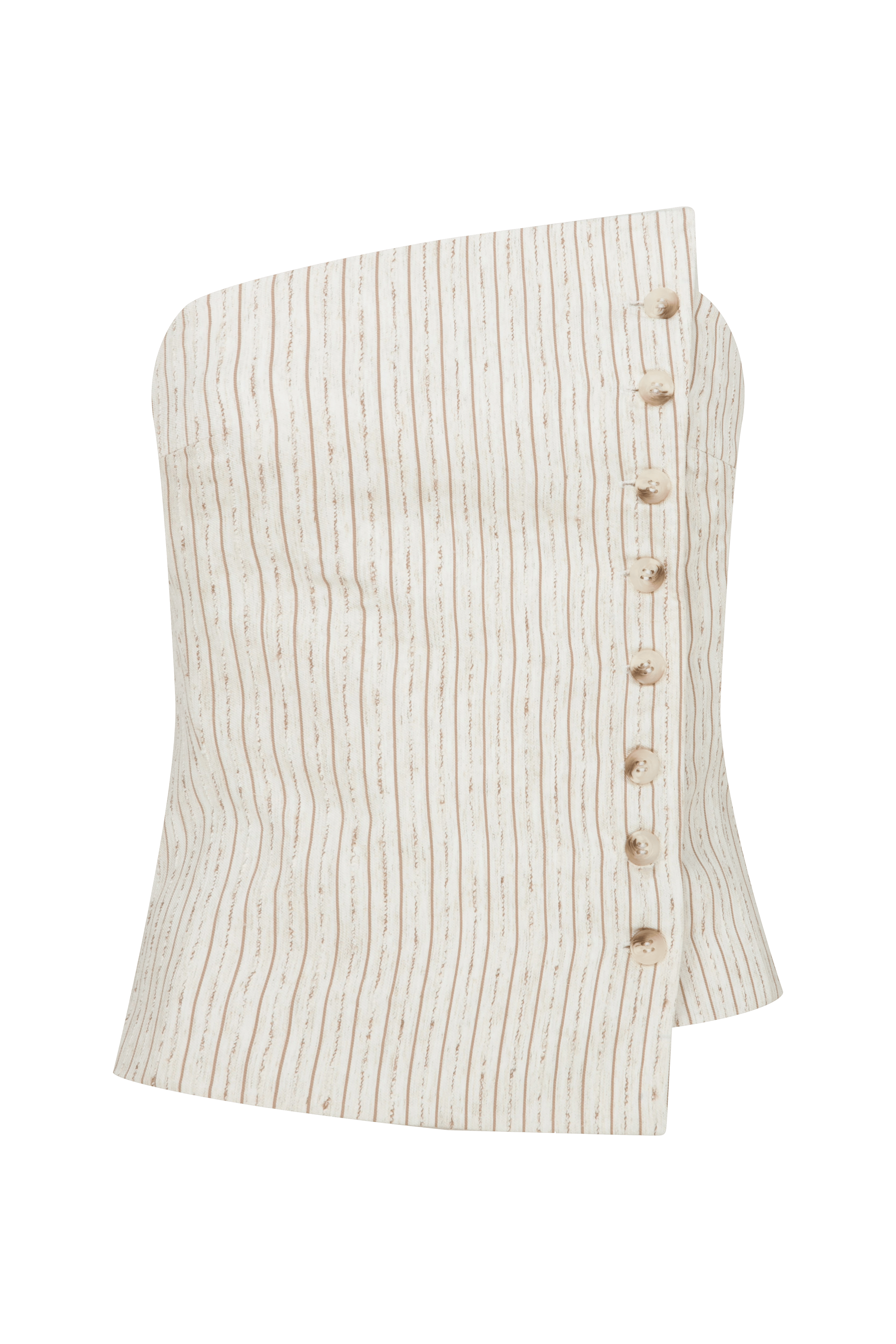 Odyle Striped Linen Bustier in Walnut made by Nazli Ceren