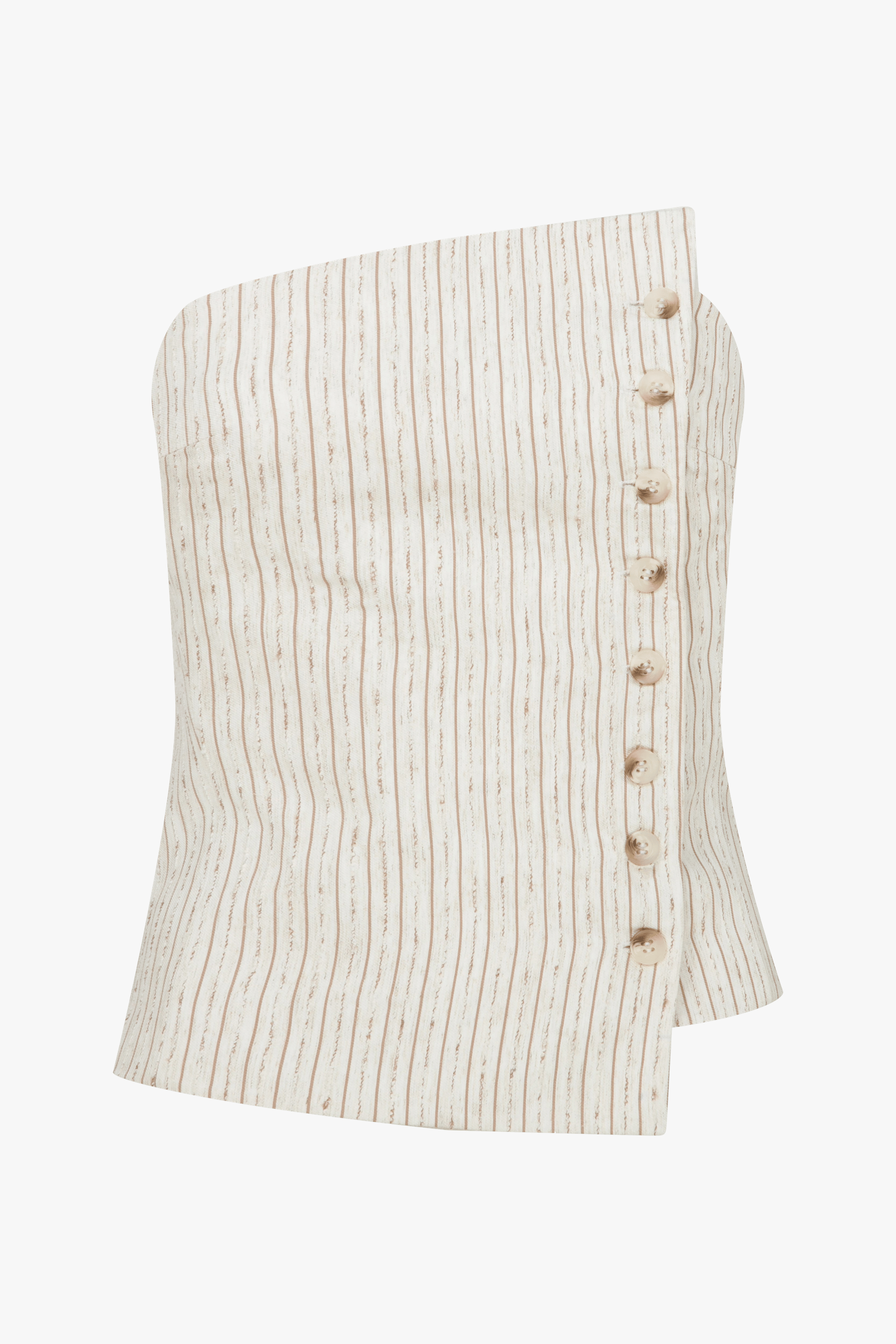 Odyle Striped Linen Bustier in Walnut made by Nazli Ceren
