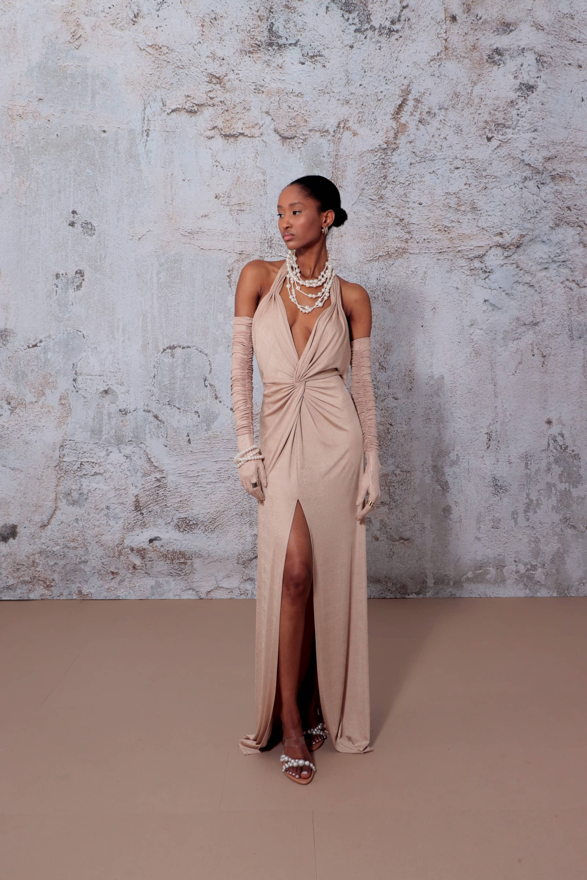 Dress Paula Pearl Gold made by HALEWSKI