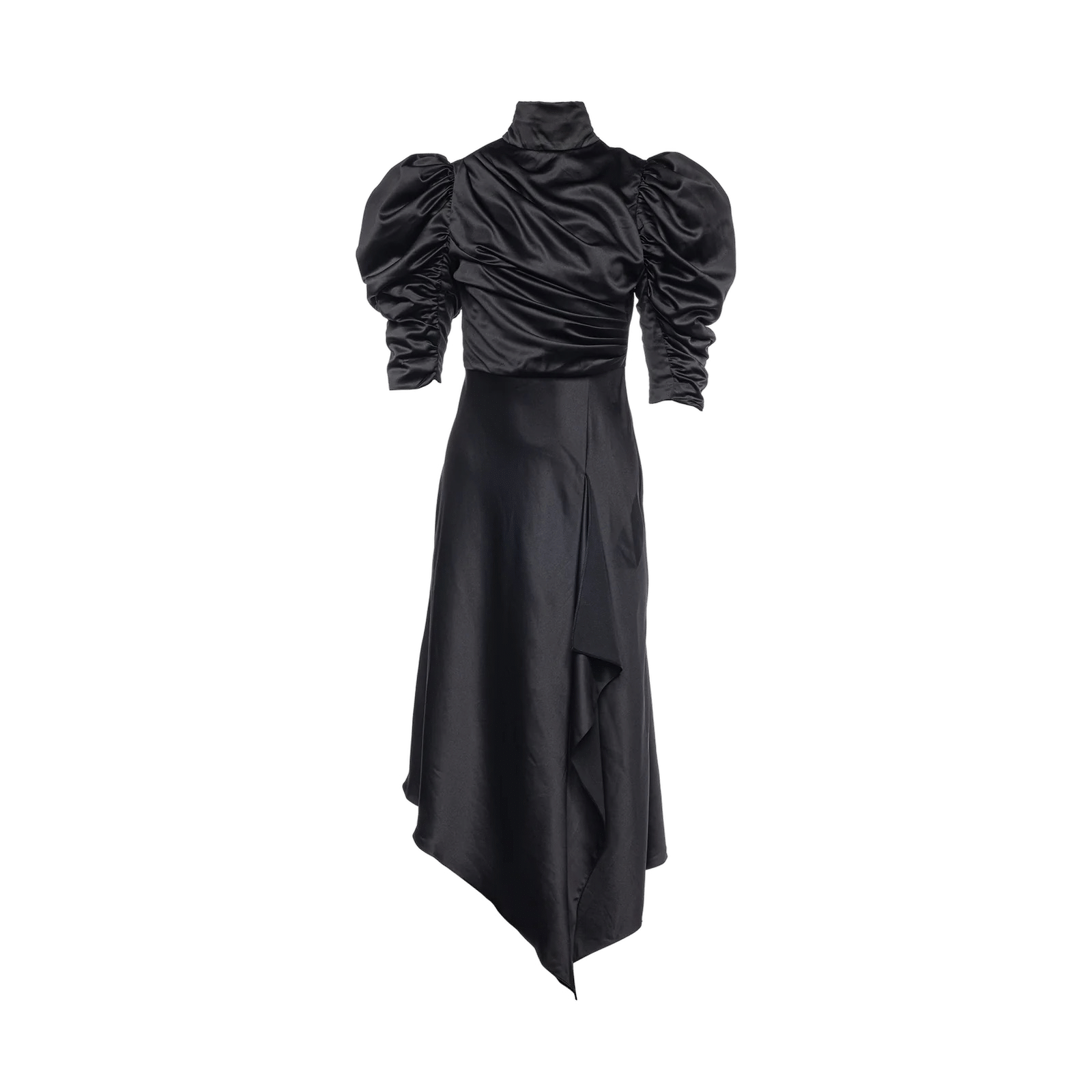 FLAVIA SATIN DRAPED DRESS MIDI in Black made by Vasiliki