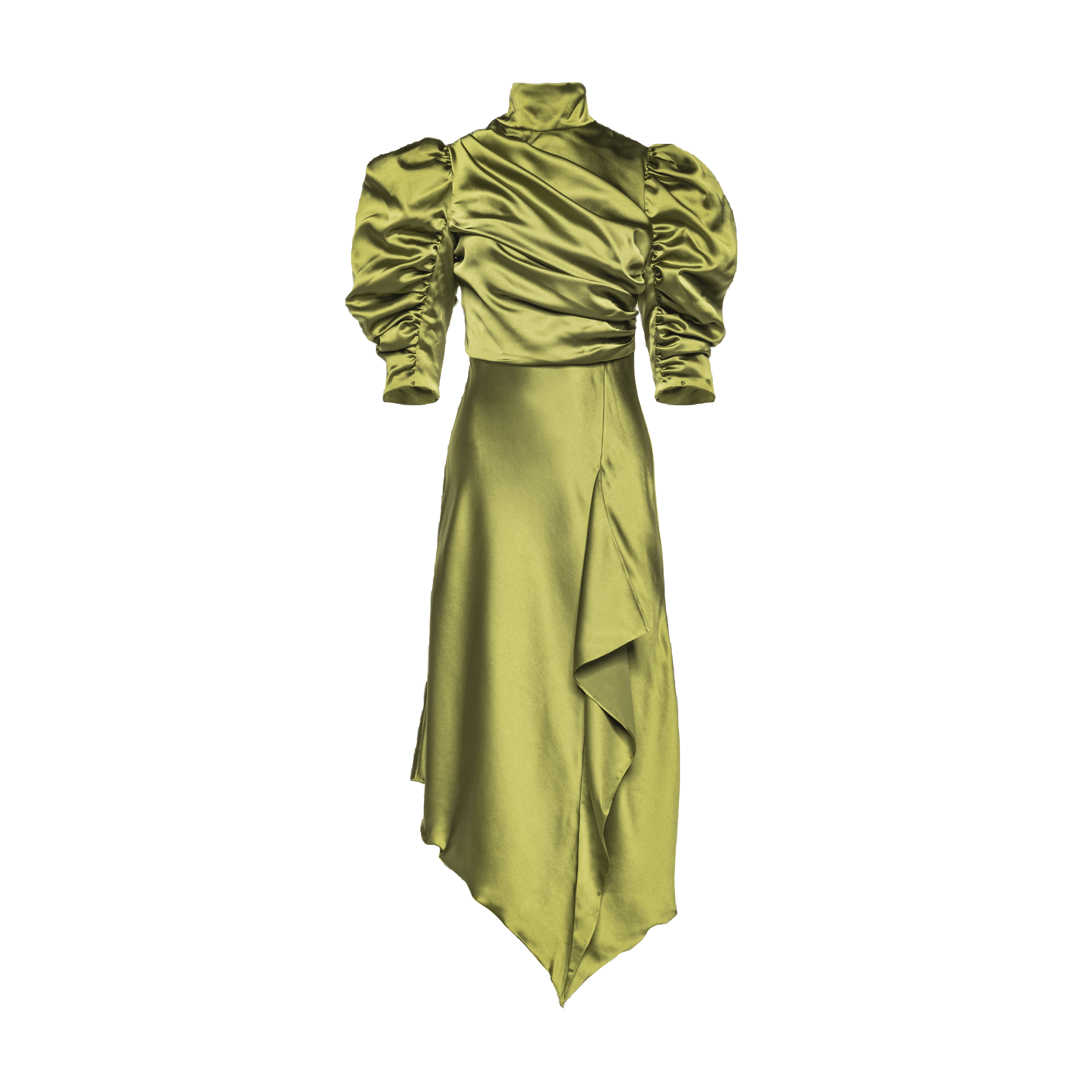 FLAVIA SATIN DRAPED DRESS MIDI in Green made by Vasiliki