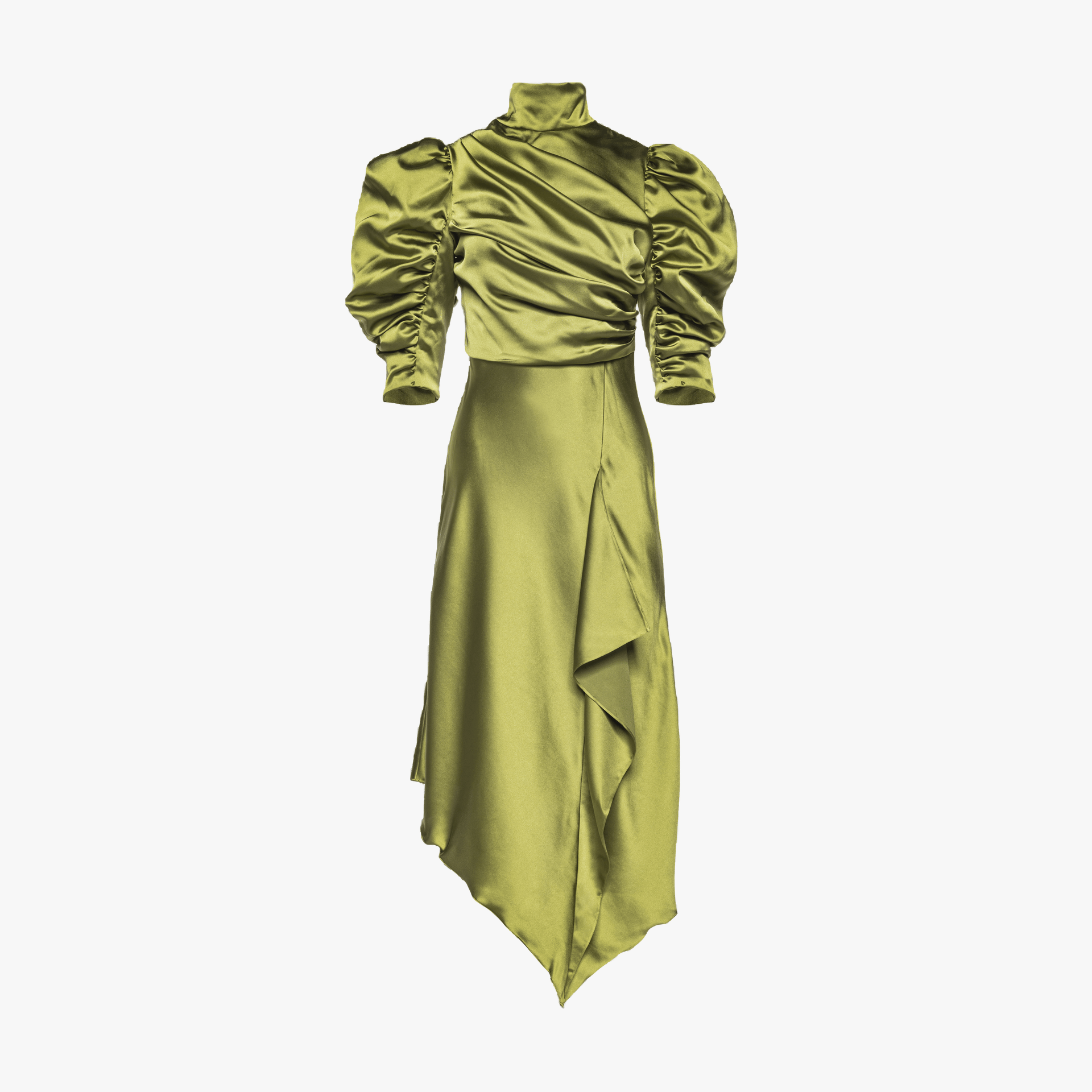 FLAVIA SATIN DRAPED DRESS MIDI in Green made by Vasiliki
