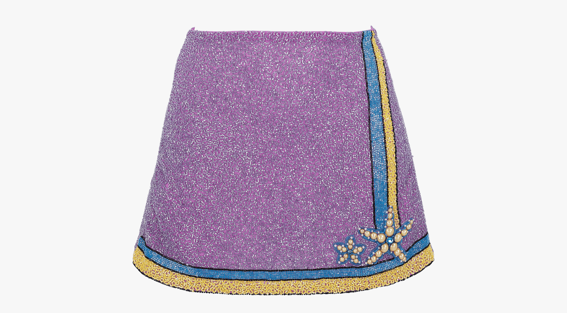 Monni Co-ord Hand Embroidered Crystal Purple Skirt in Purple made by Oceanus Swimwear