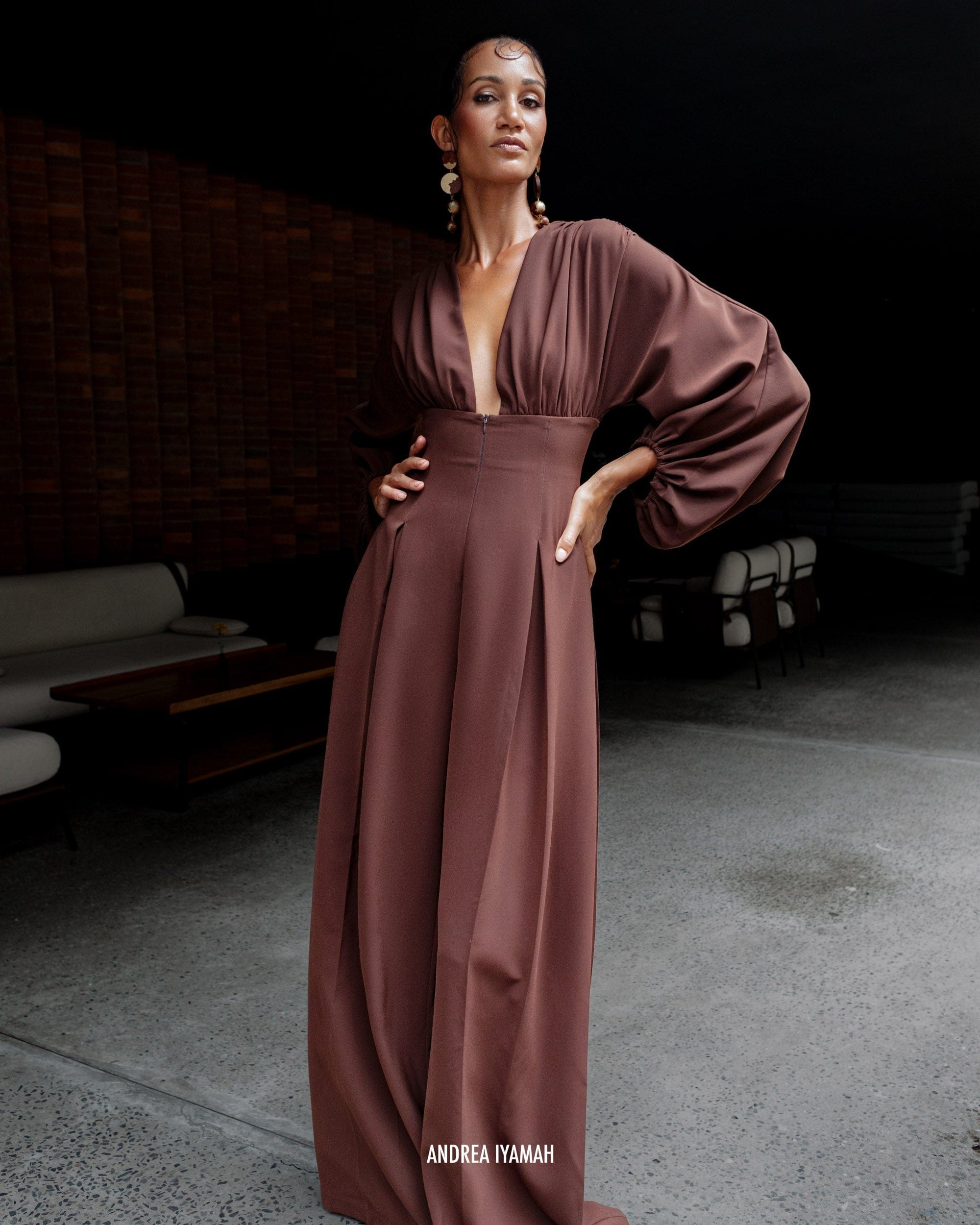 ZERRA JUMPSUIT - COFFEE made by Andrea Iyamah