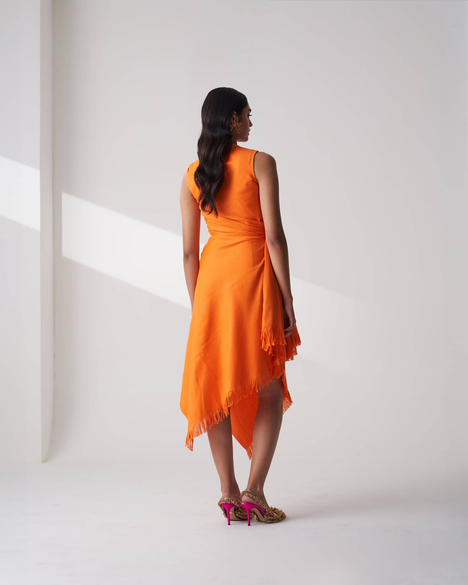 Draped Wool Blend Shawl Dress made by Szabo Sihag