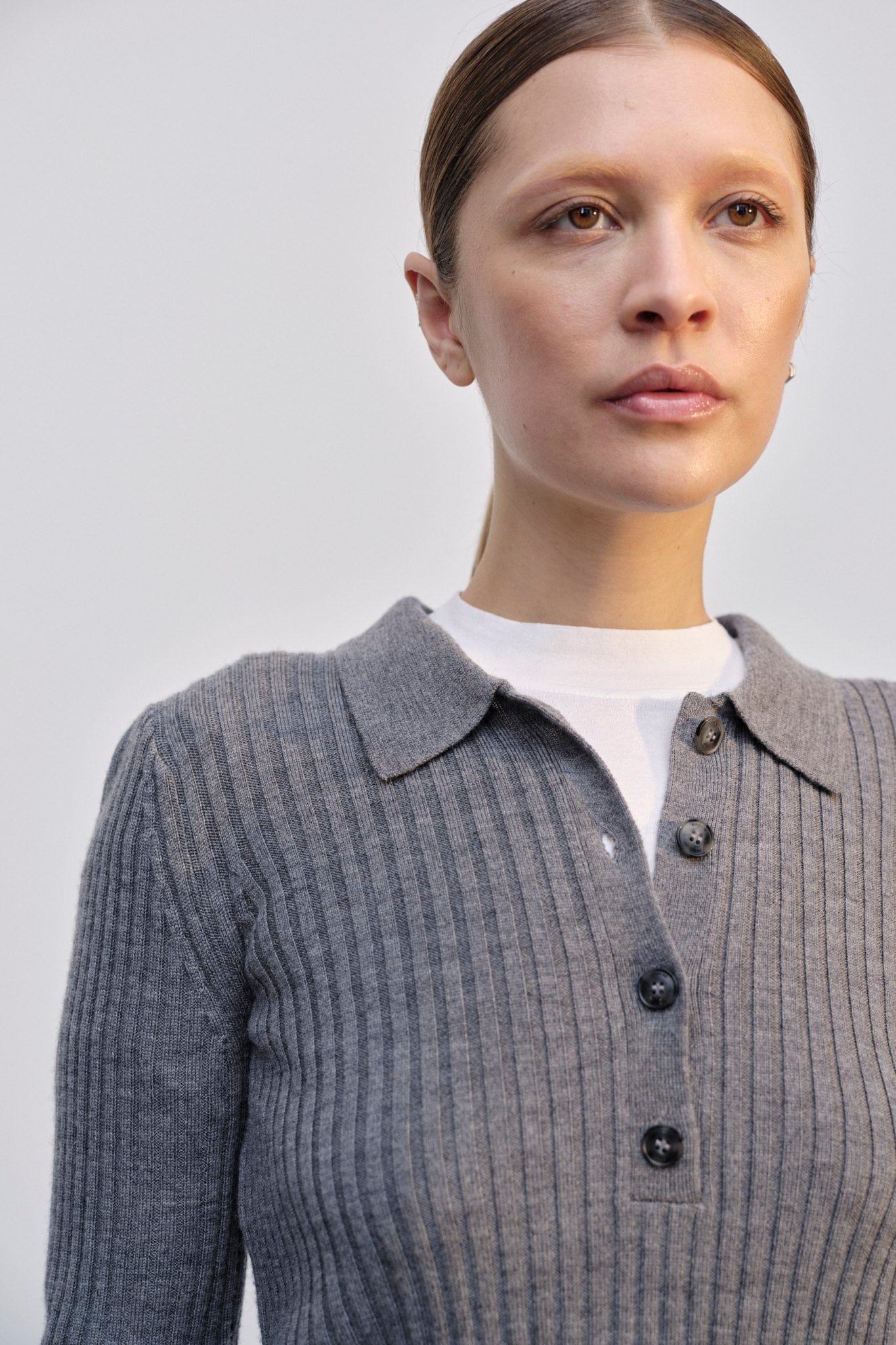 Cadee Blouse Merino Wool - Grey Melange made by HERSKIND