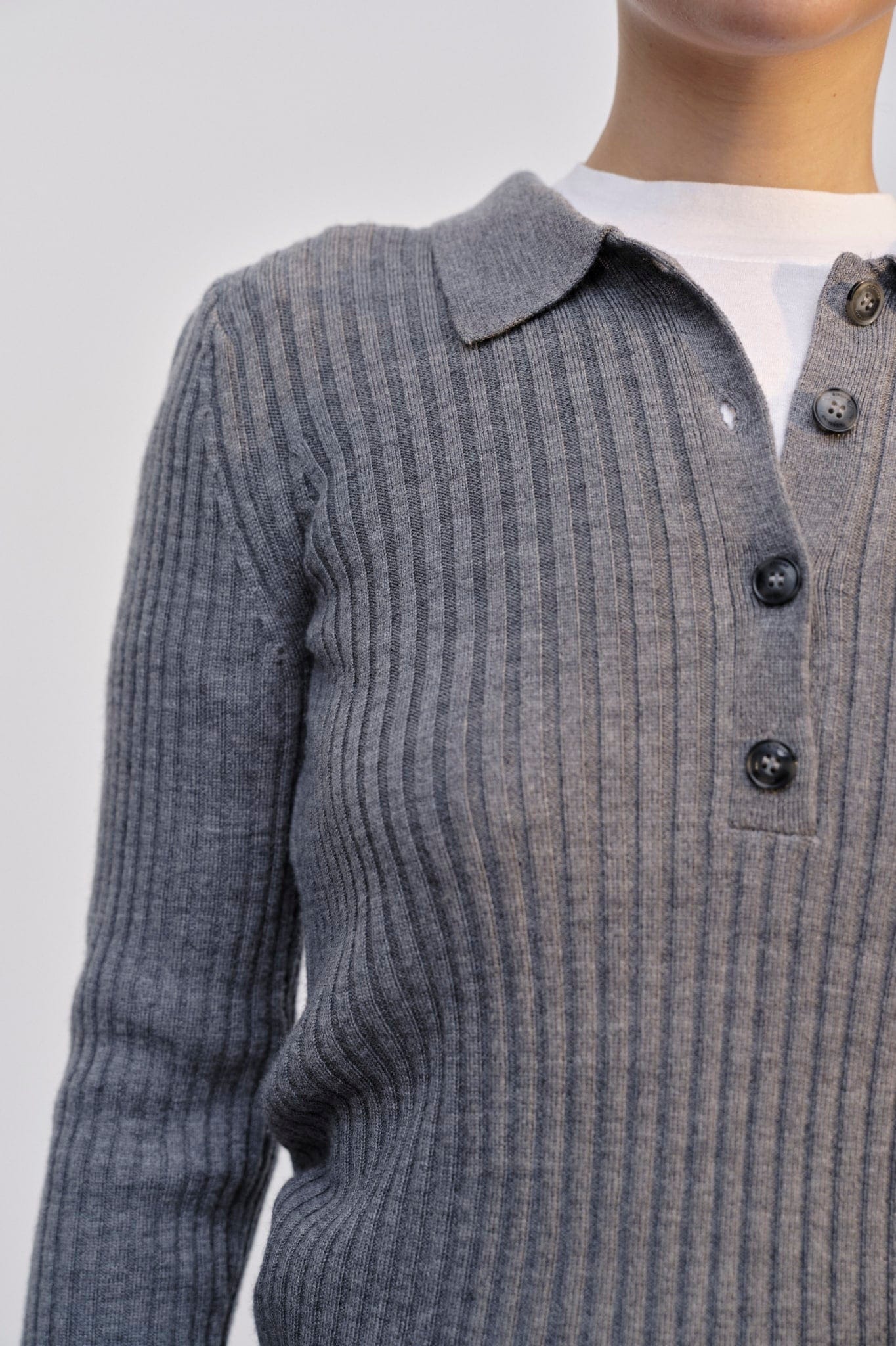 Cadee Blouse Merino Wool - Grey Melange made by HERSKIND