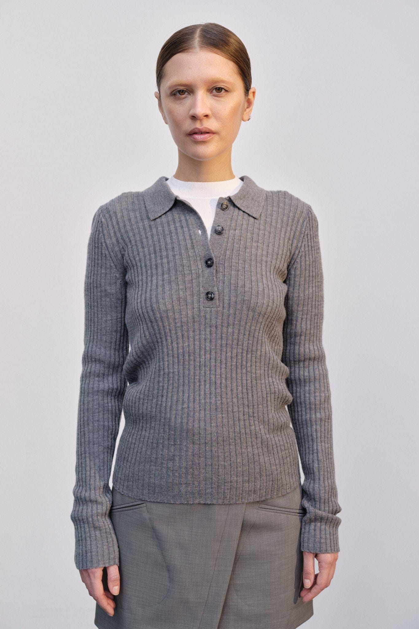 Cadee Blouse Merino Wool - Grey Melange made by HERSKIND