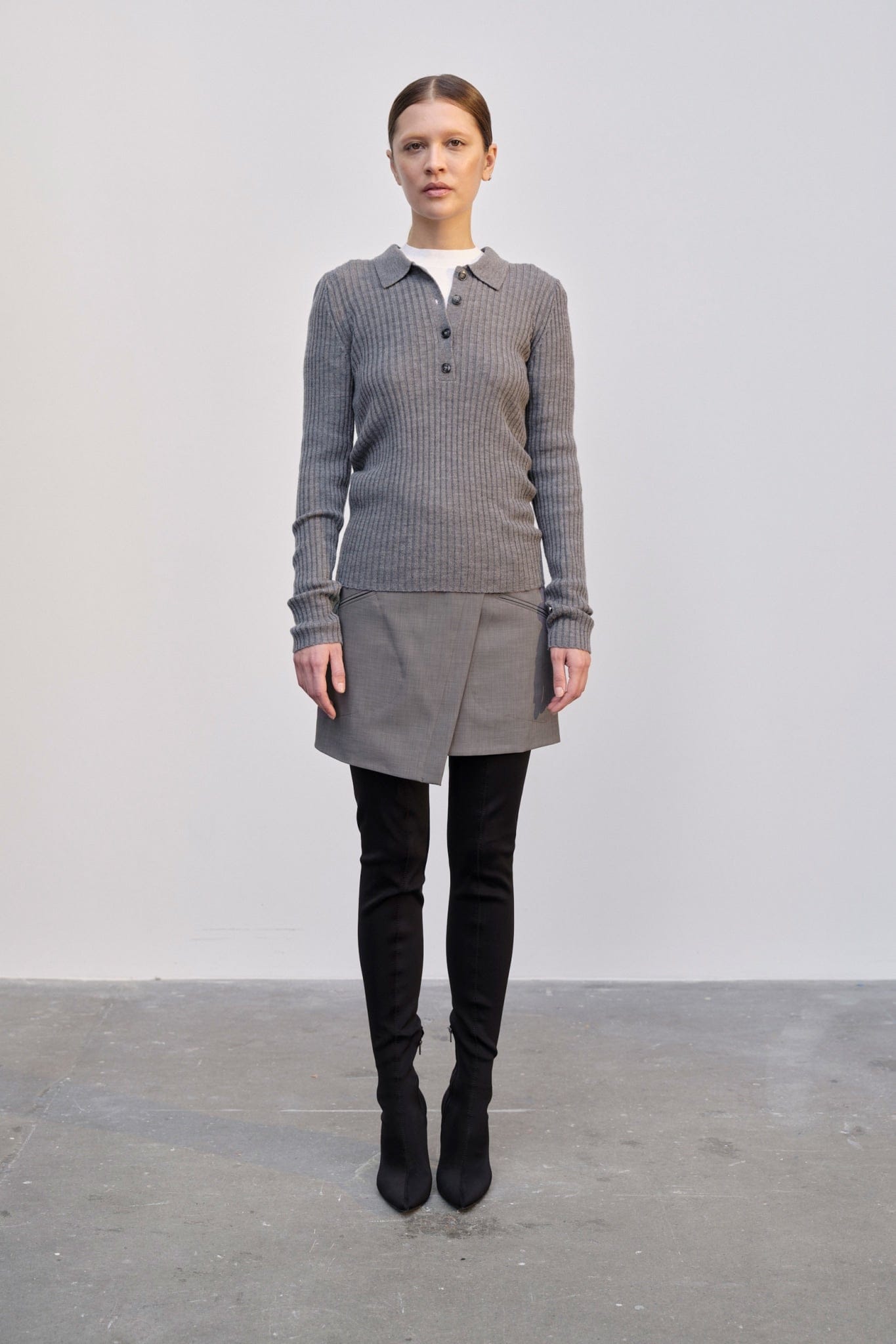 Cadee Blouse Merino Wool - Grey Melange made by HERSKIND