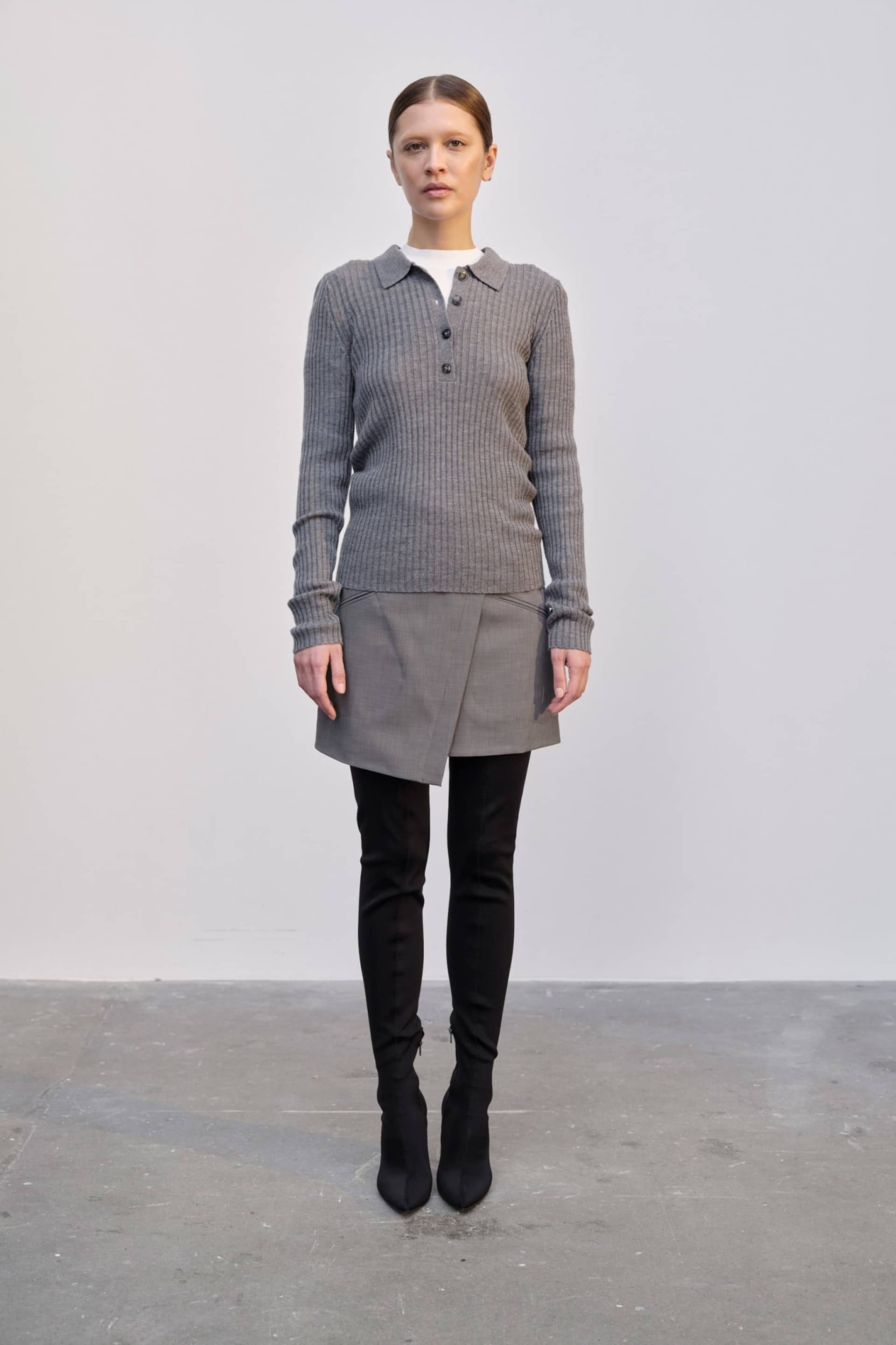 Cadee Blouse Merino Wool - Grey Melange made by HERSKIND