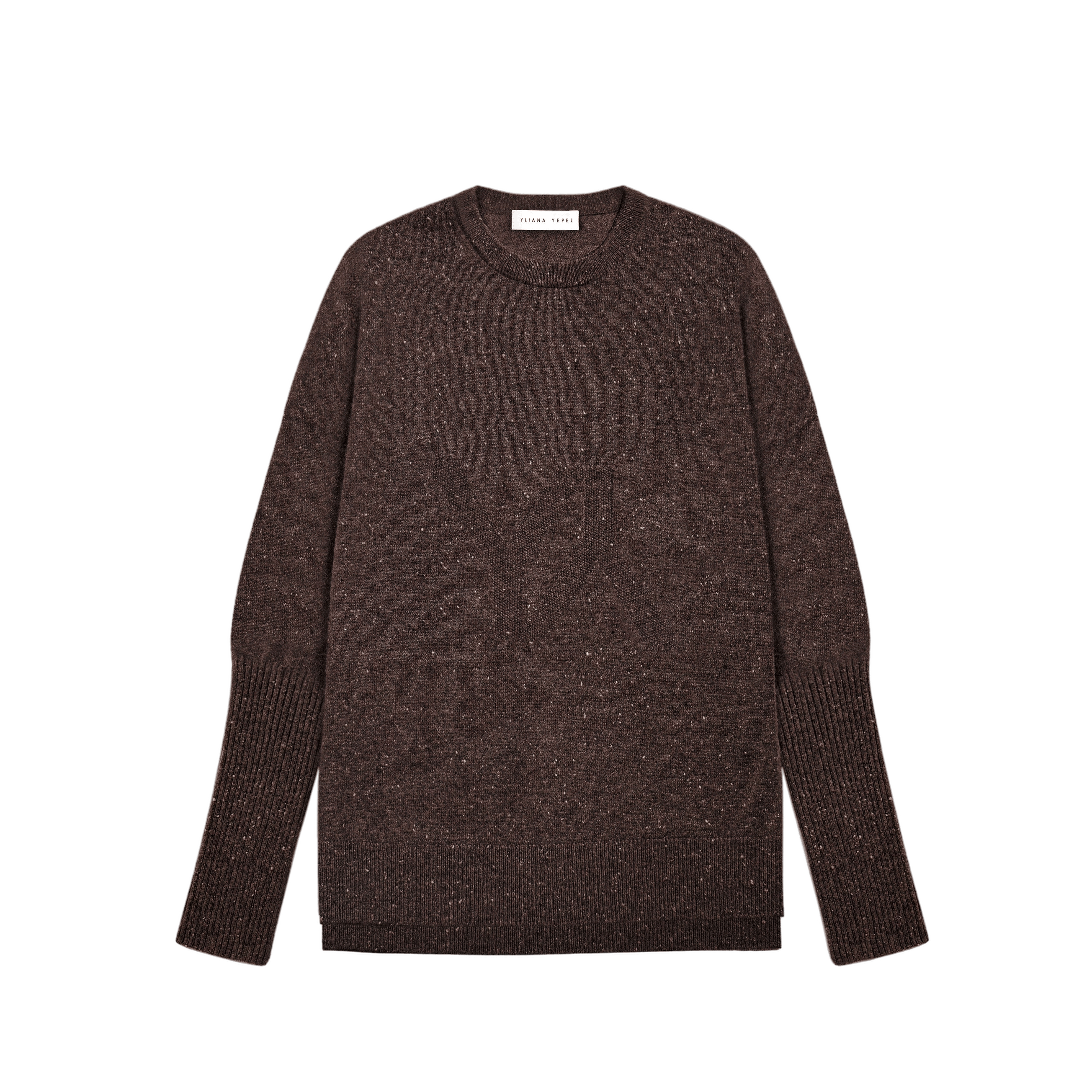 Boxy Sweater Cashmere Confetti Brown made by YLIANA YEPEZ