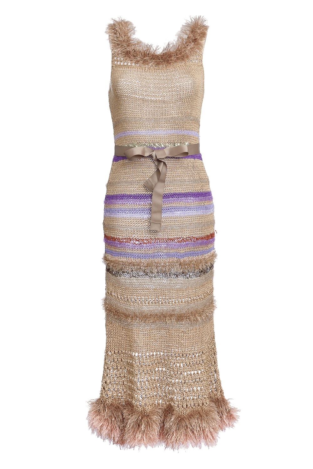 Brown Multicolor Handmade Knit Dress made by ANDREEVA