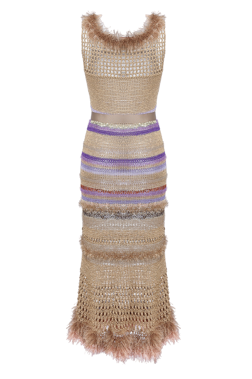 Brown Multicolor Handmade Knit Dress made by ANDREEVA