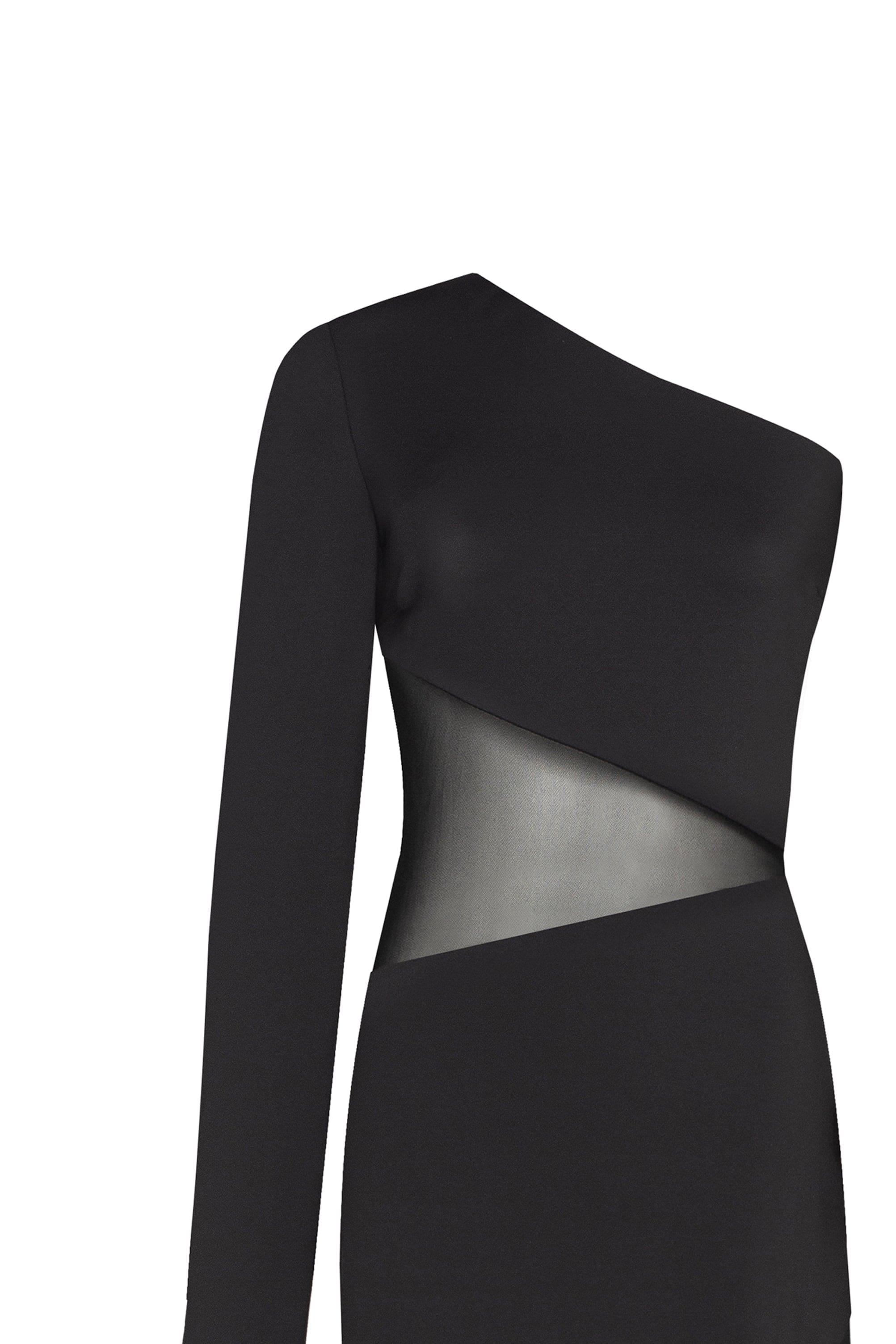 One-shoulder maxi dress with feather-trimmed bottom, Xo Xo made by Milla