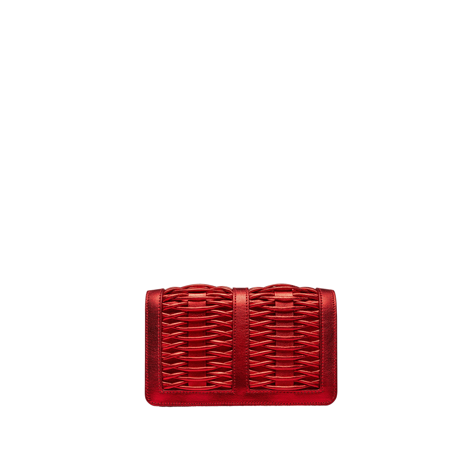 Lea red metallic braided clutch made by Yliana Yepez
