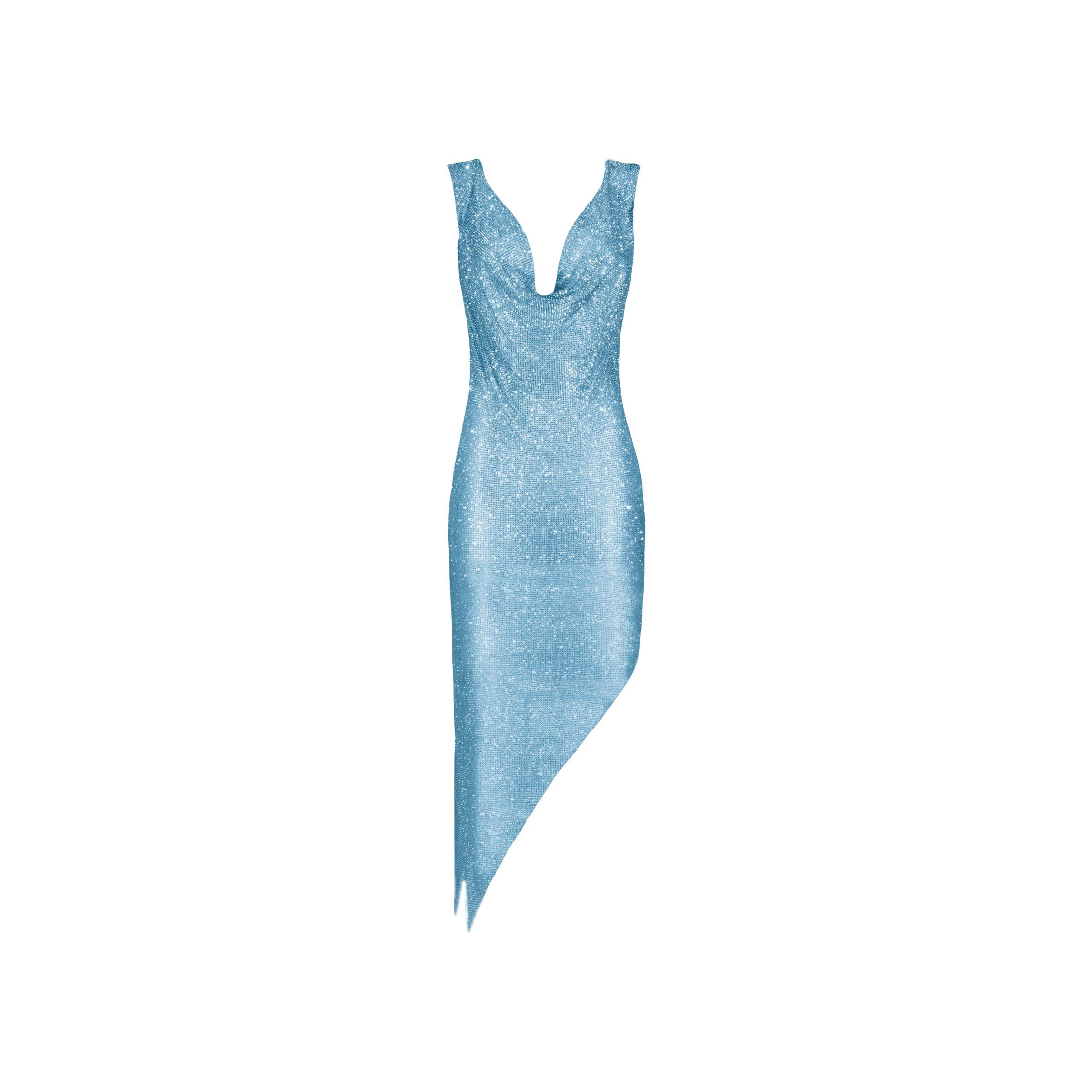 Aqua crystals draped dress made by Daniele Morena