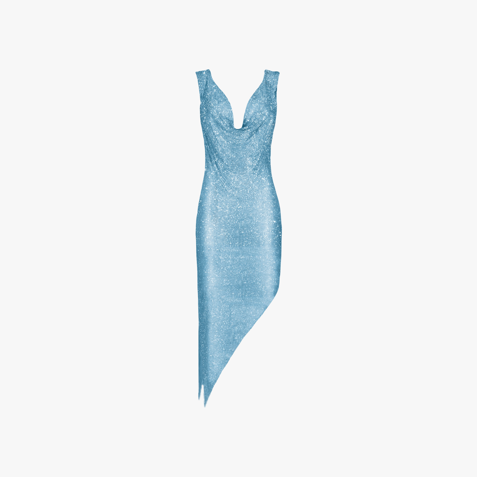 Aqua crystals draped dress made by Daniele Morena