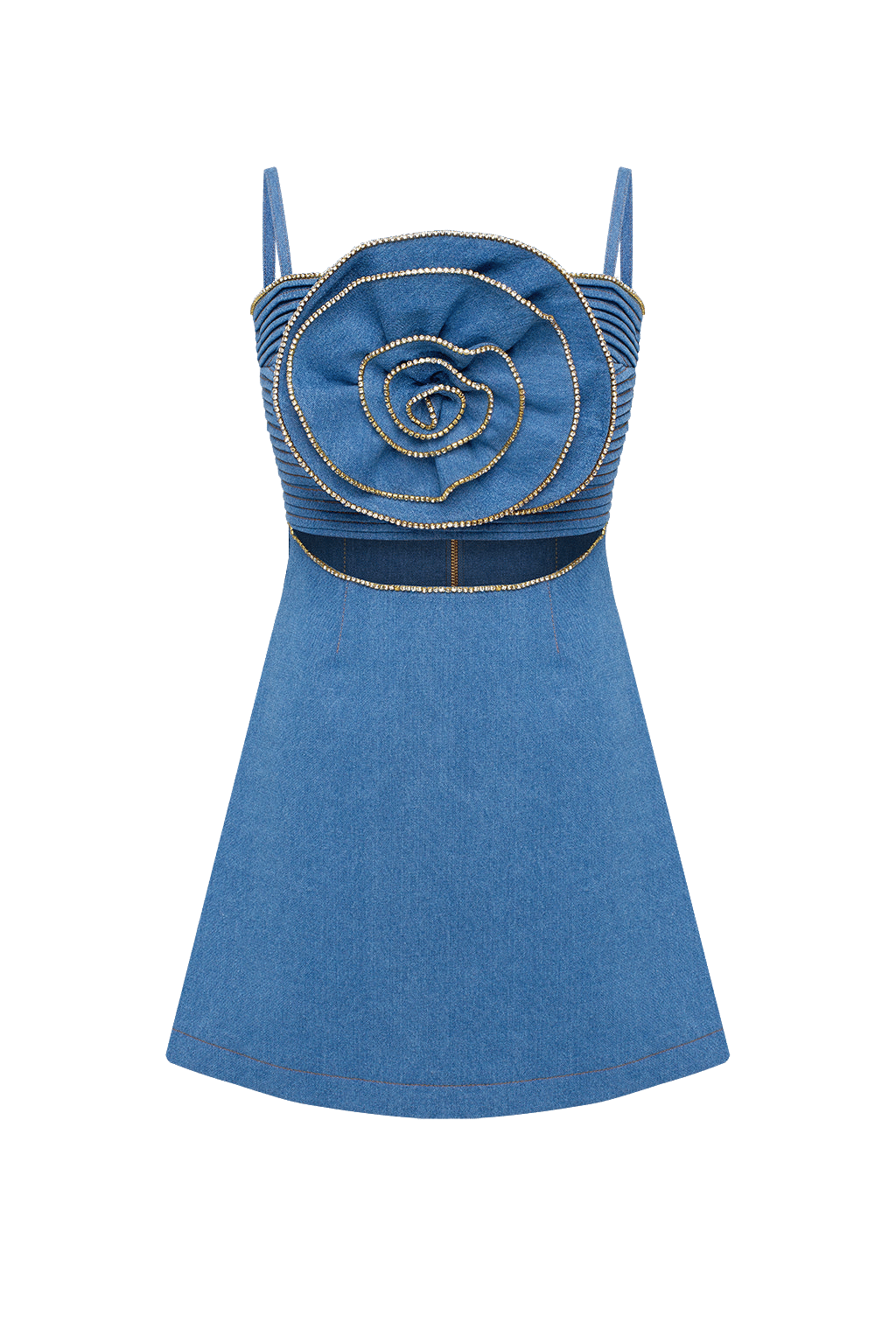 Denim Romantic Dress with Flower made by Guranda