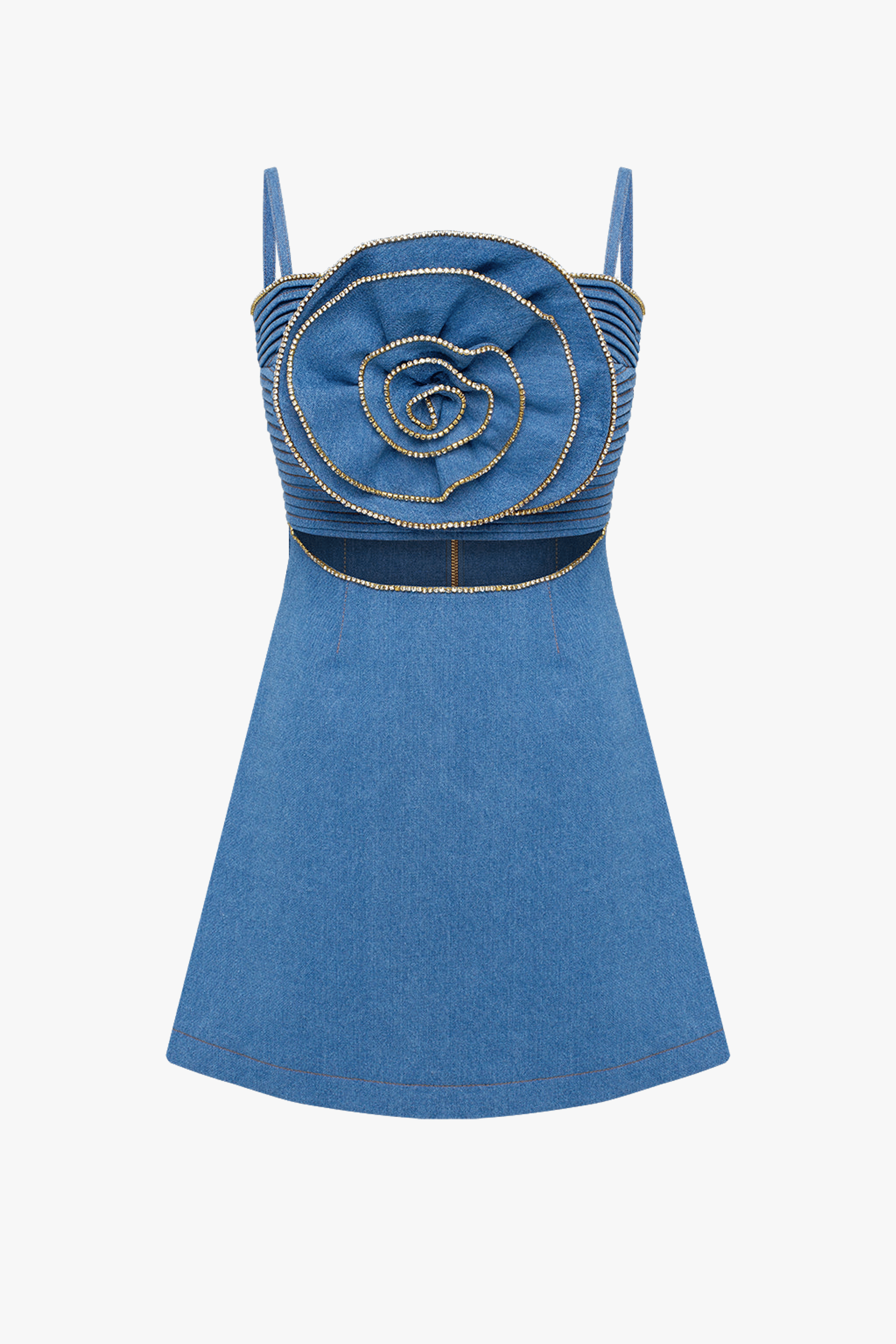 Denim Romantic Dress with Flower made by Guranda