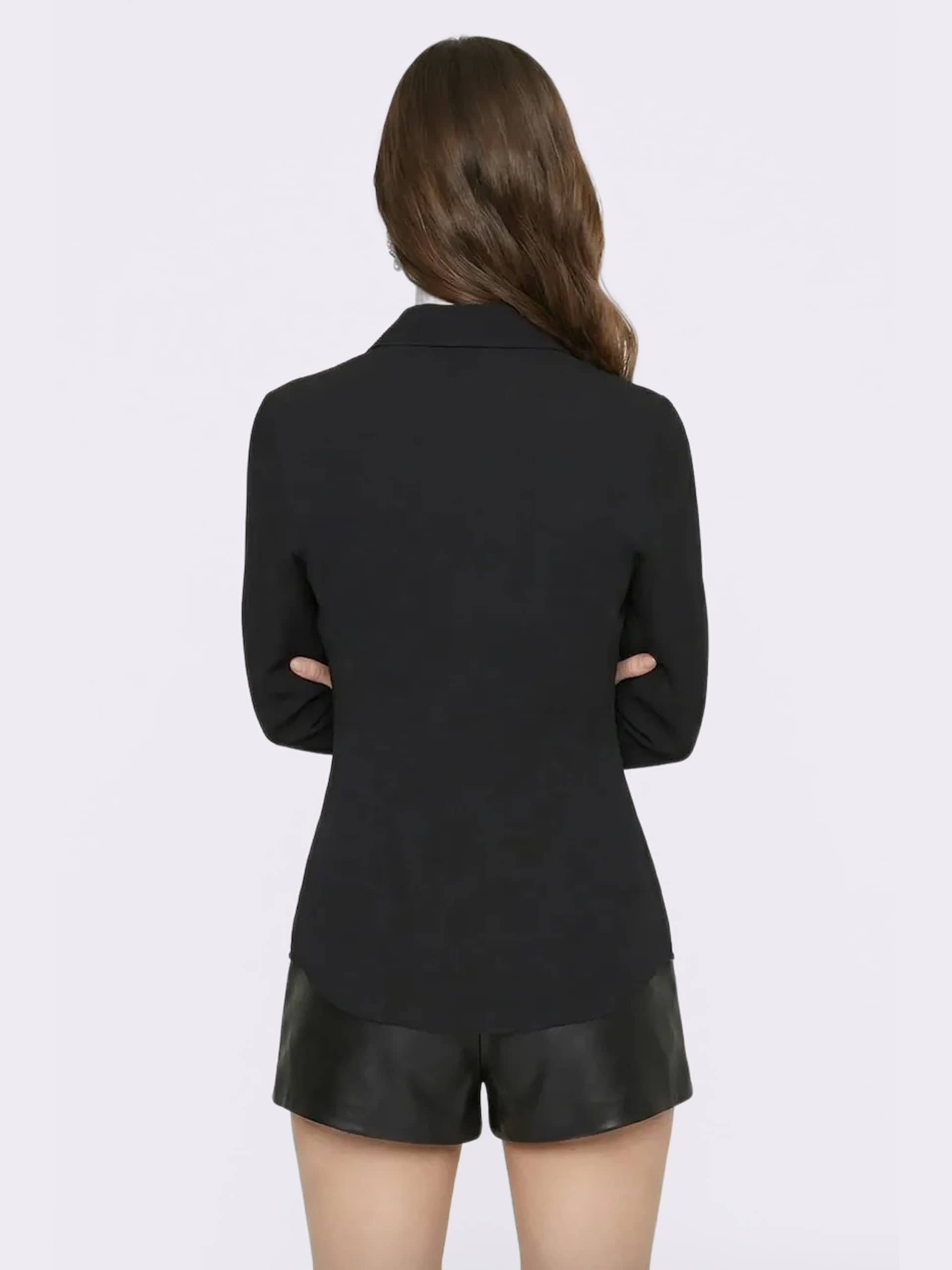 Georgina Tailored Long Sleeve Black Button-Down Shirt made by Nana Jacqueline