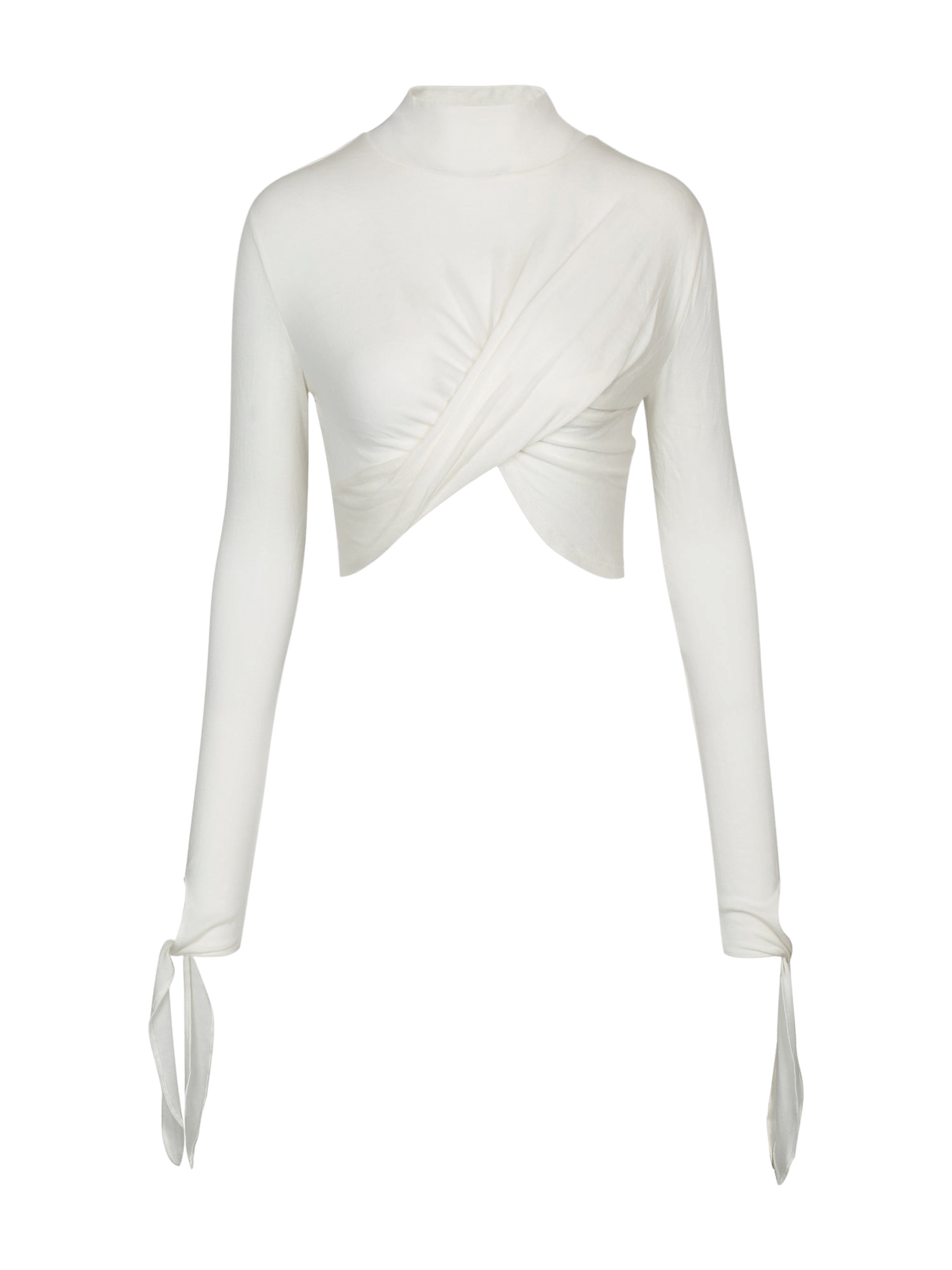 WHITE DRAPED JERSEY CROP TOP made by YIBRI