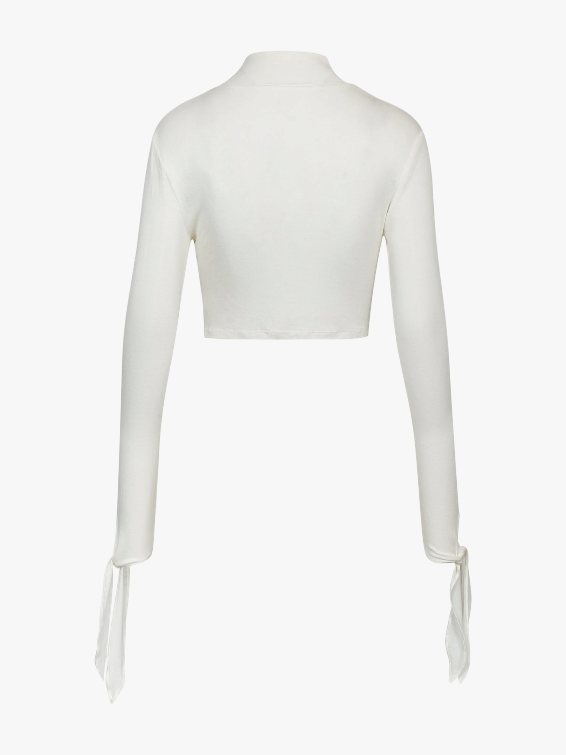 WHITE DRAPED JERSEY CROP TOP made by YIBRI