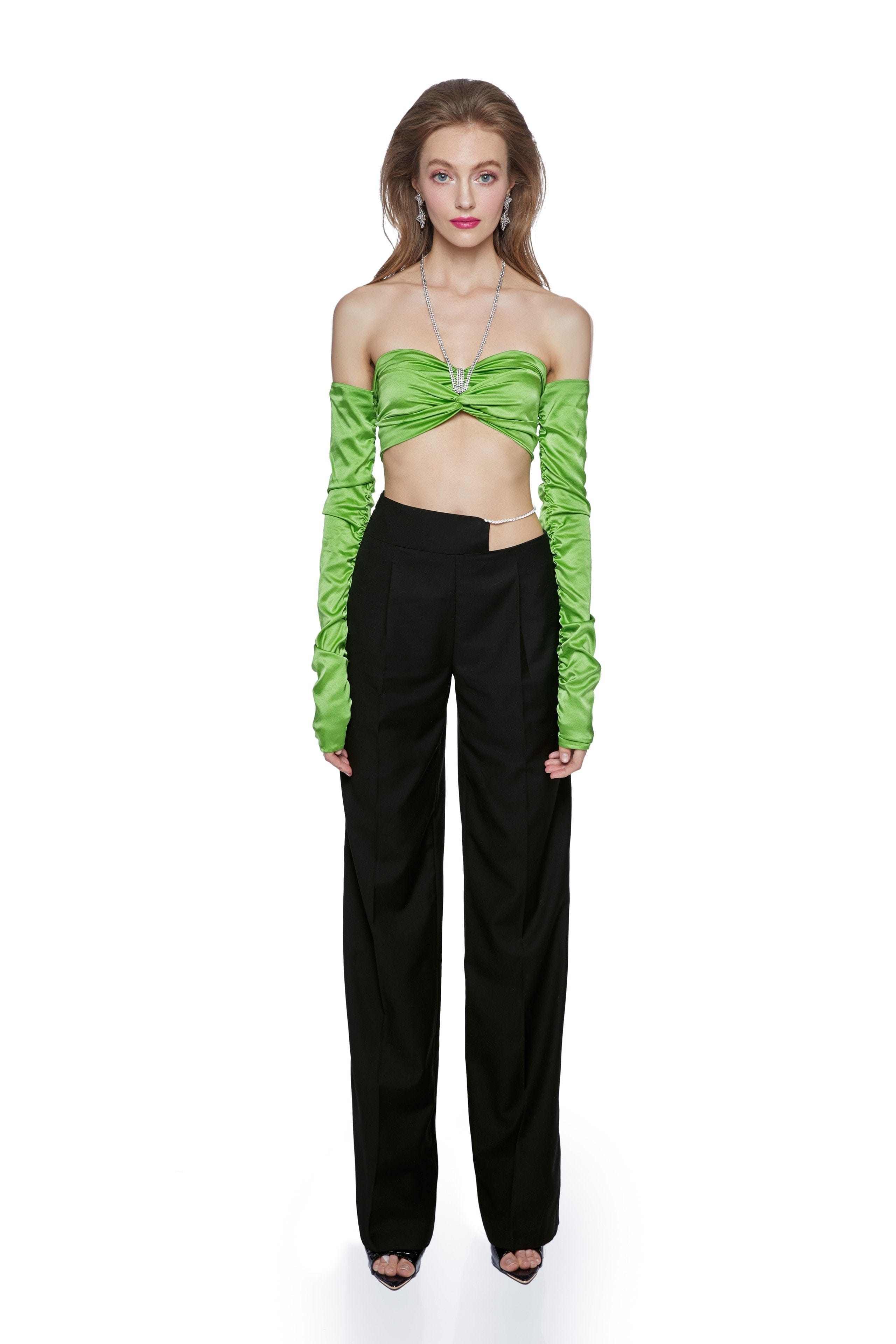 Black Hallie Wide Leg Pants in Black made by Nana Jacqueline