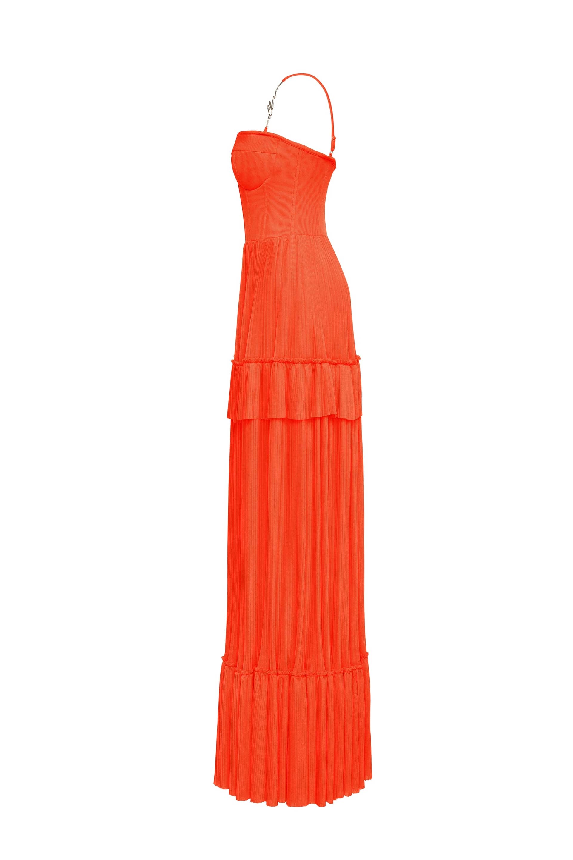 Coral spaghetti strap pleated maxi dress, Garden of Eden made by Milla
