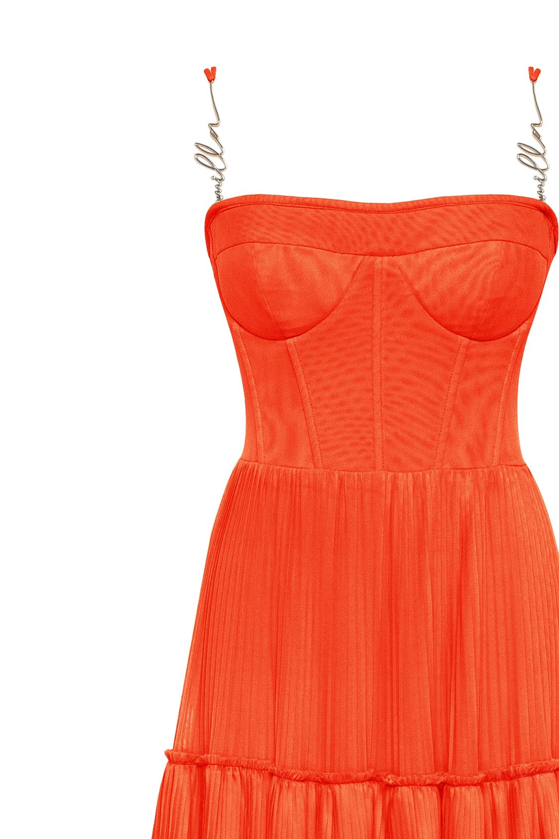 Coral spaghetti strap pleated maxi dress, Garden of Eden made by Milla
