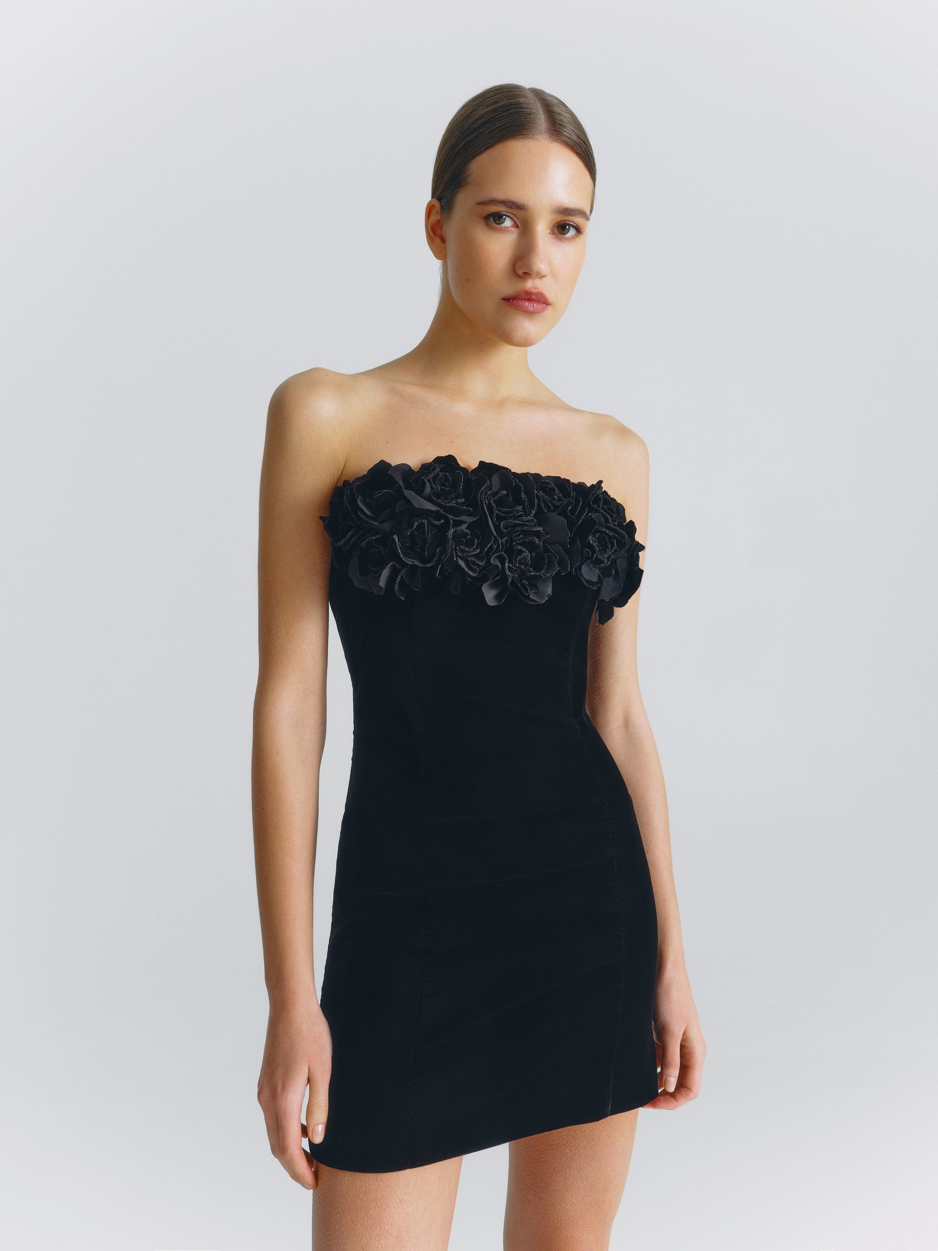 Strapless Velour Mini Dress made by NDS The Label