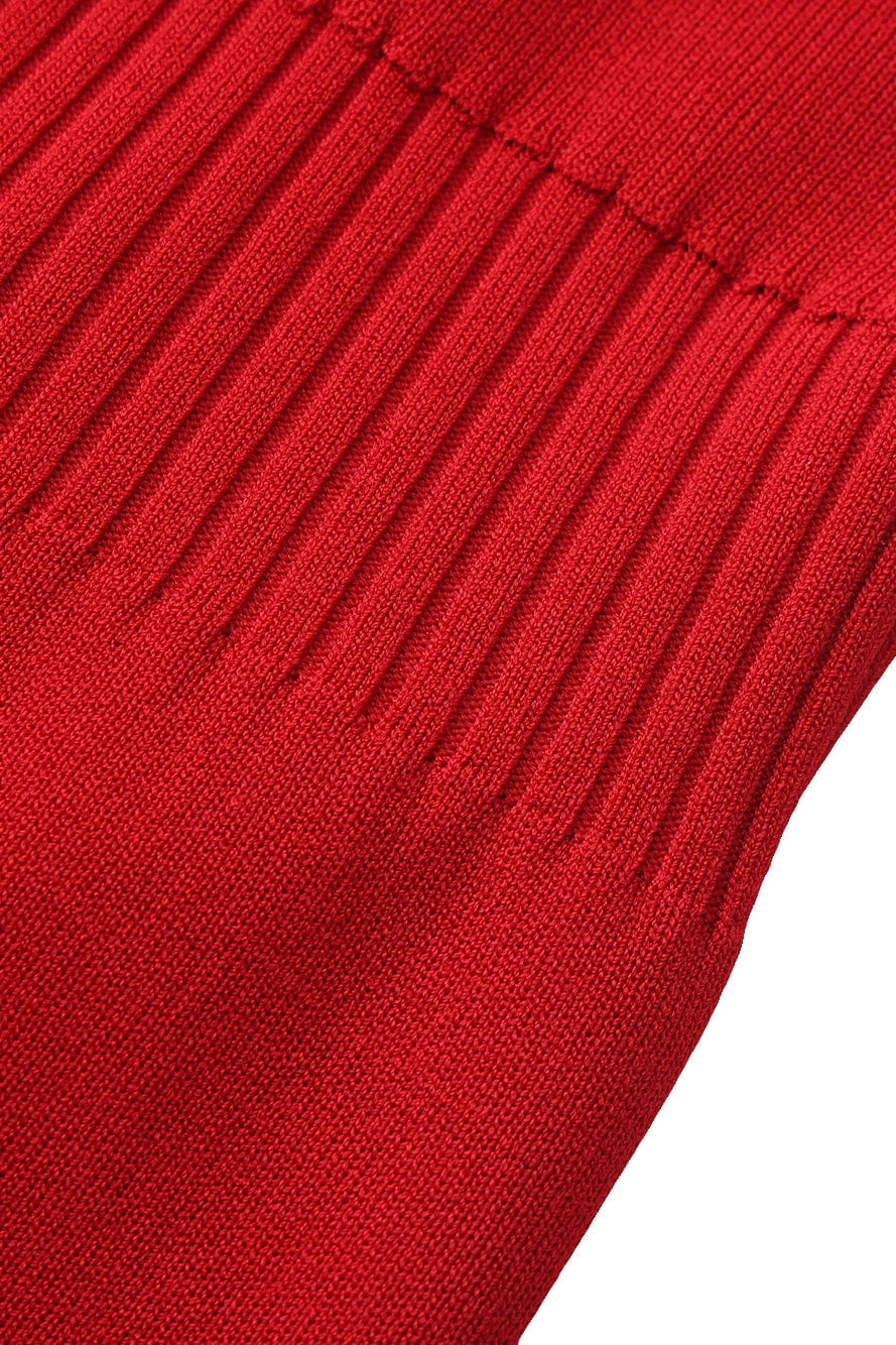 Elle Contrast Halter Red Knit Mini Dress made by Nana Jacqueline