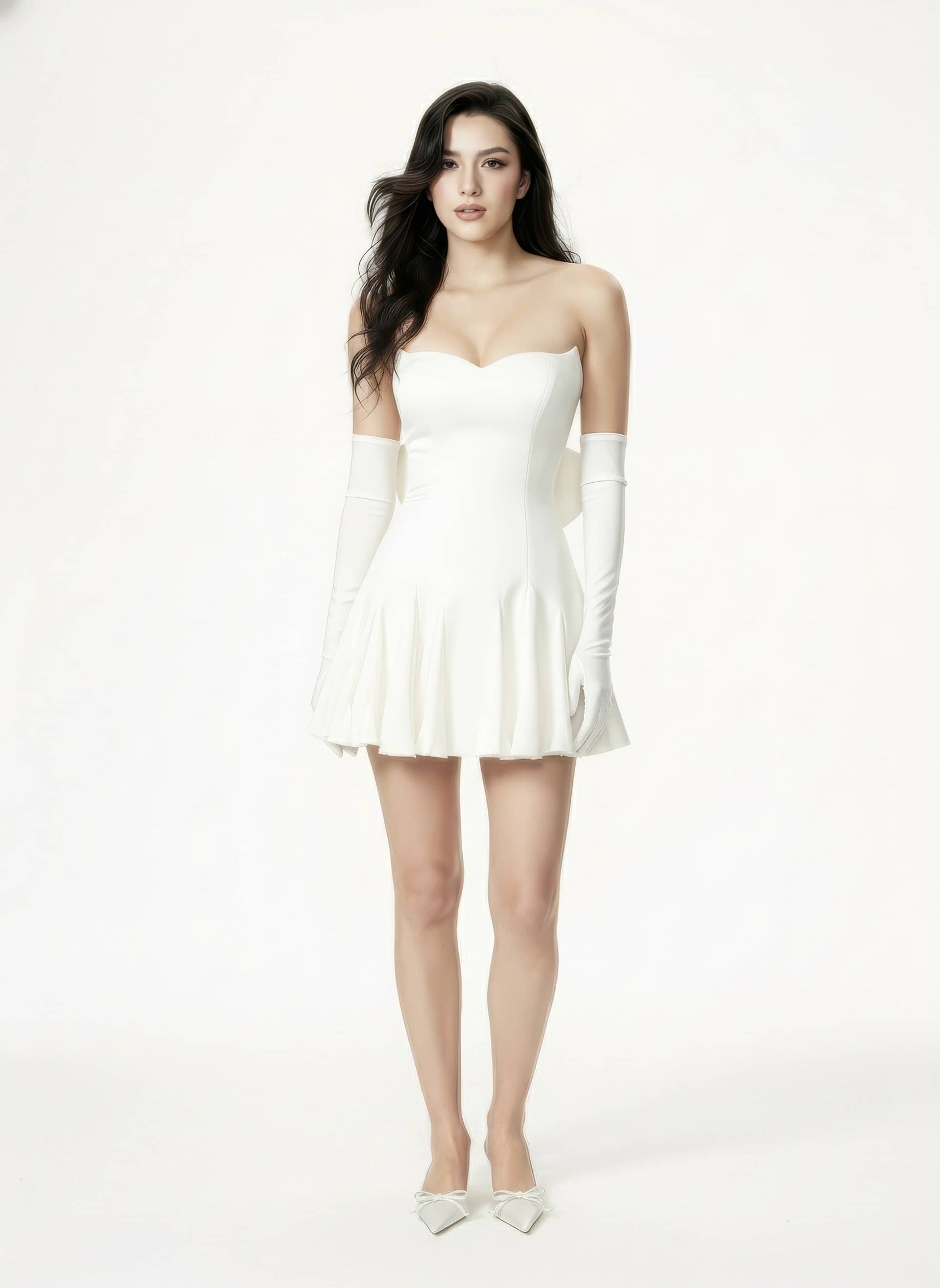 Madeleine Velvet Mini Dress (White) made by Nana Jacqueline