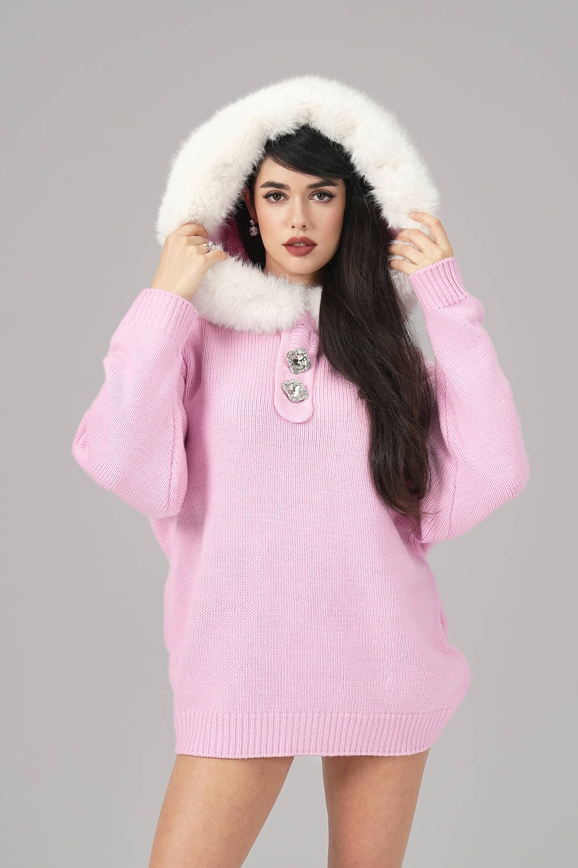 Ava Fur Sweatshirt (Pink) made by Nana Jacqueline